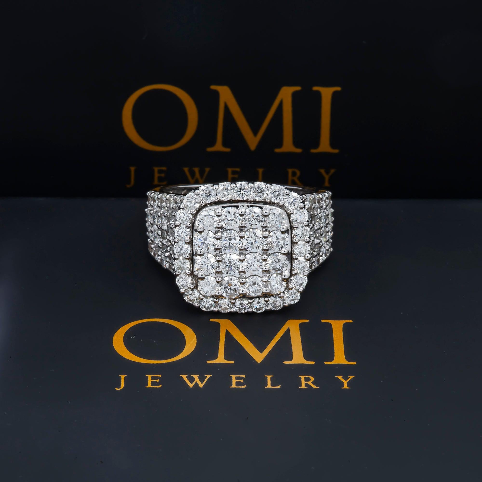 14K GOLD ROUND DIAMOND SQUARE SHAPE RING 3.00 CT