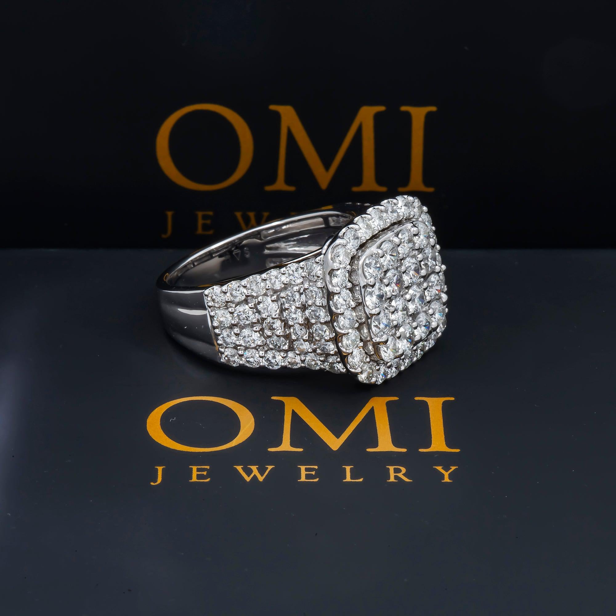 14K GOLD ROUND DIAMOND SQUARE SHAPE RING 3.00 CT