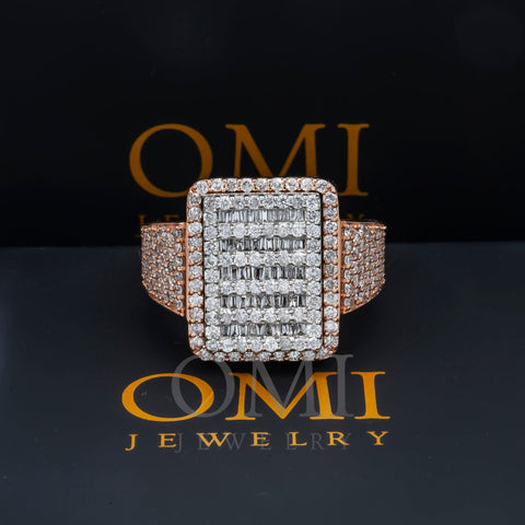 10K GOLD BAGUETTE AND ROUND DIAMOND SQUARE STATEMENT RING 2.50 CT