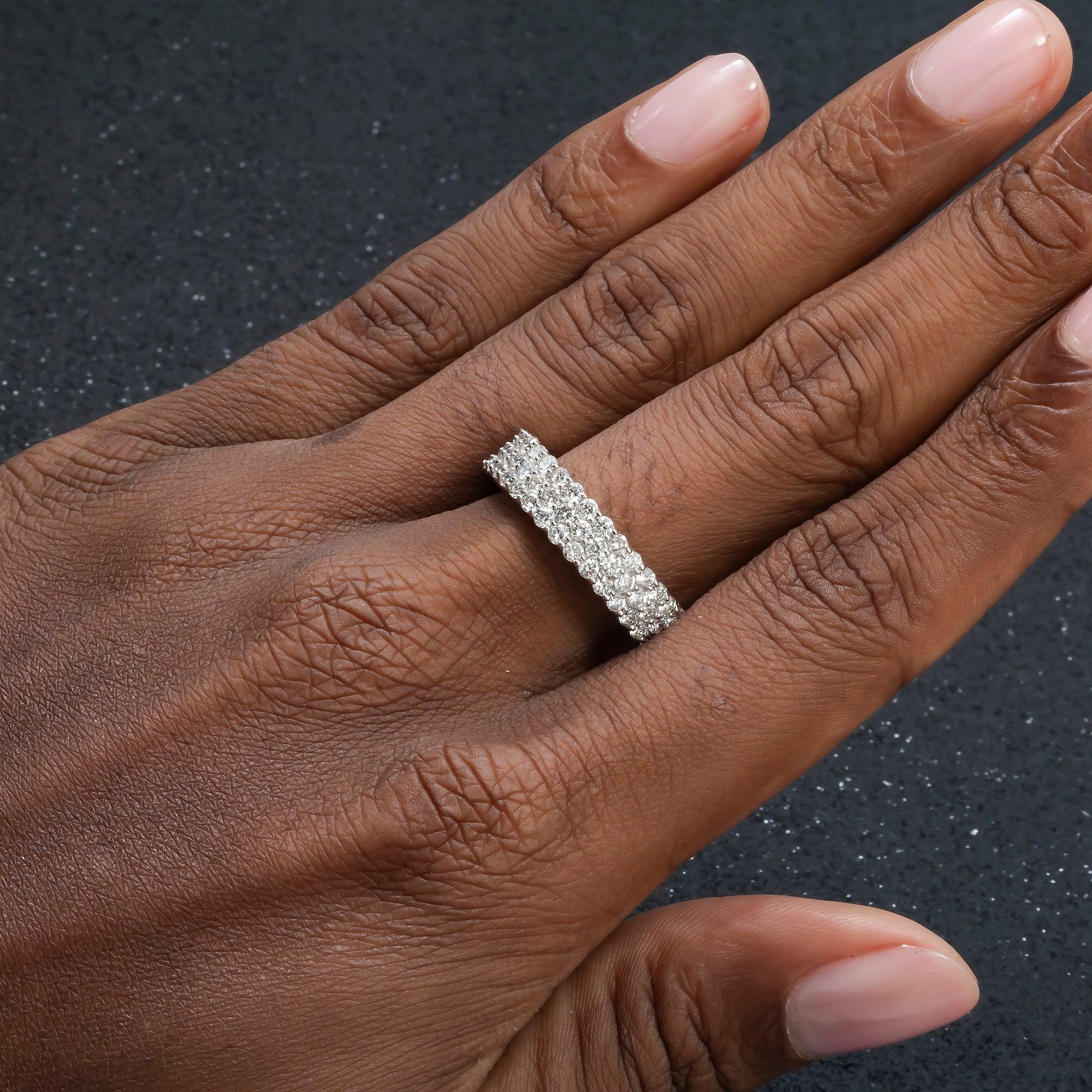 14K GOLD ROUND DIAMOND ETERNITY BAND RING 3.10 CT