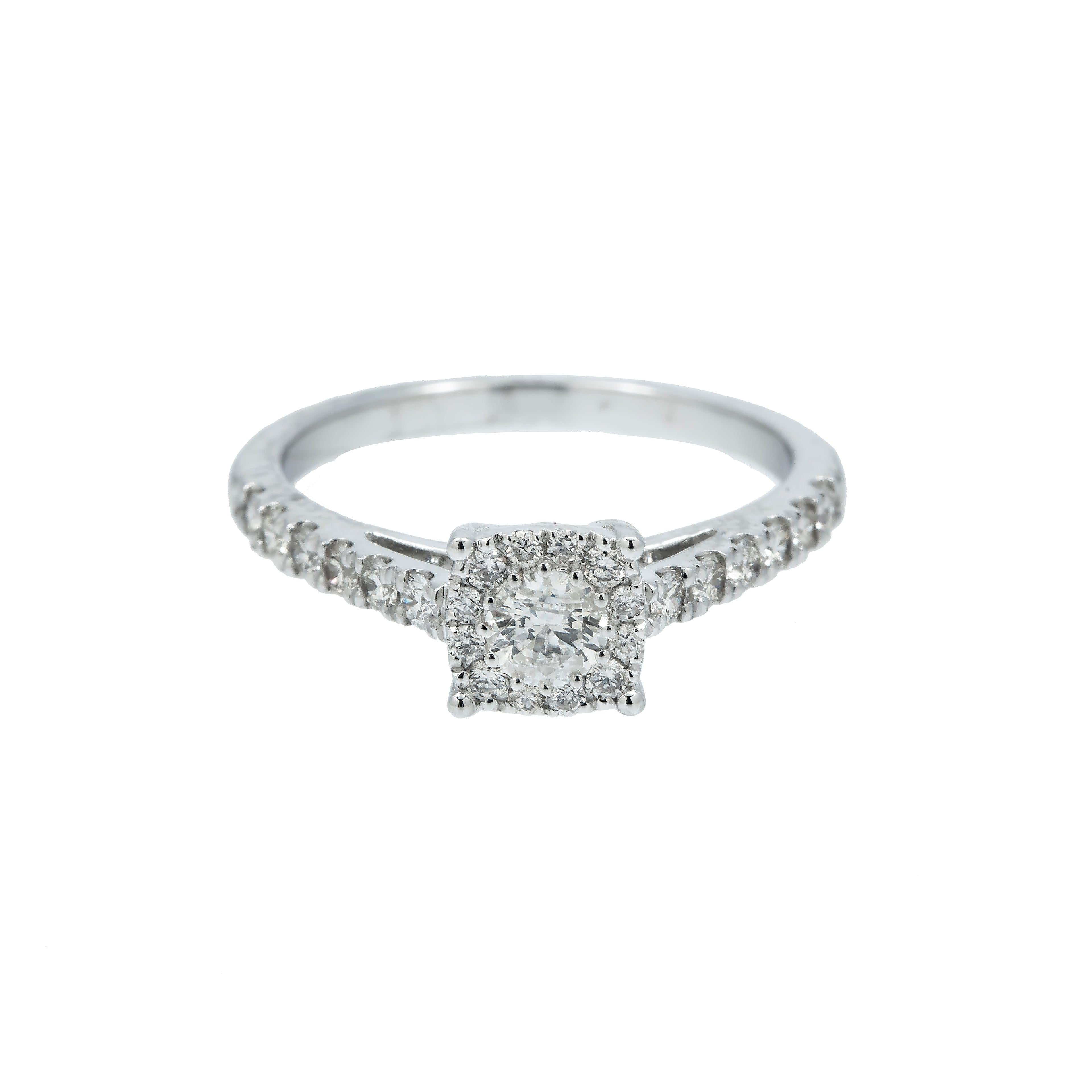 14K GOLD DIAMOND SINGLE HALO ENGAGEMENT RING 0.75 CT