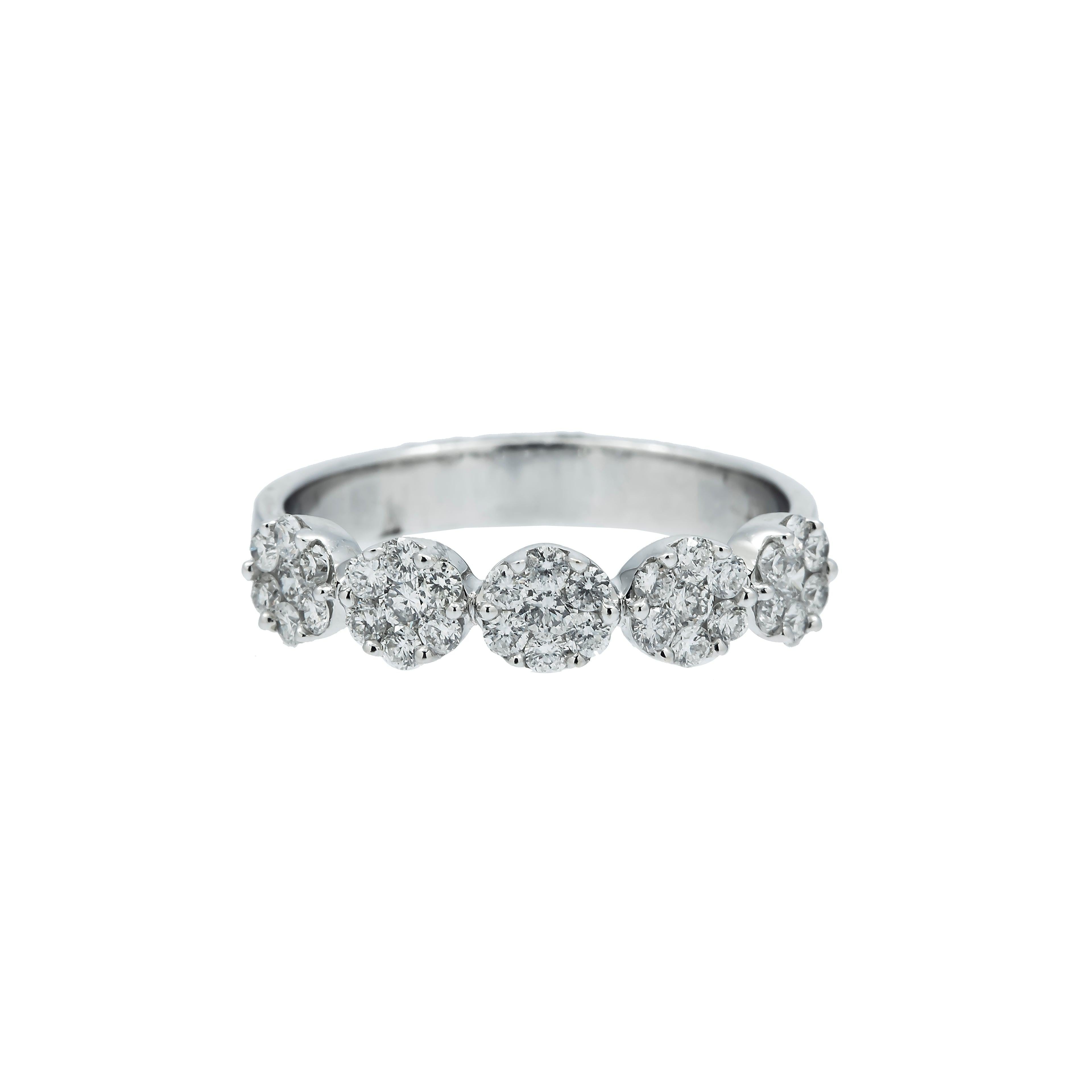 14K GOLD FLOWER DIAMOND RING 0.65 CT
