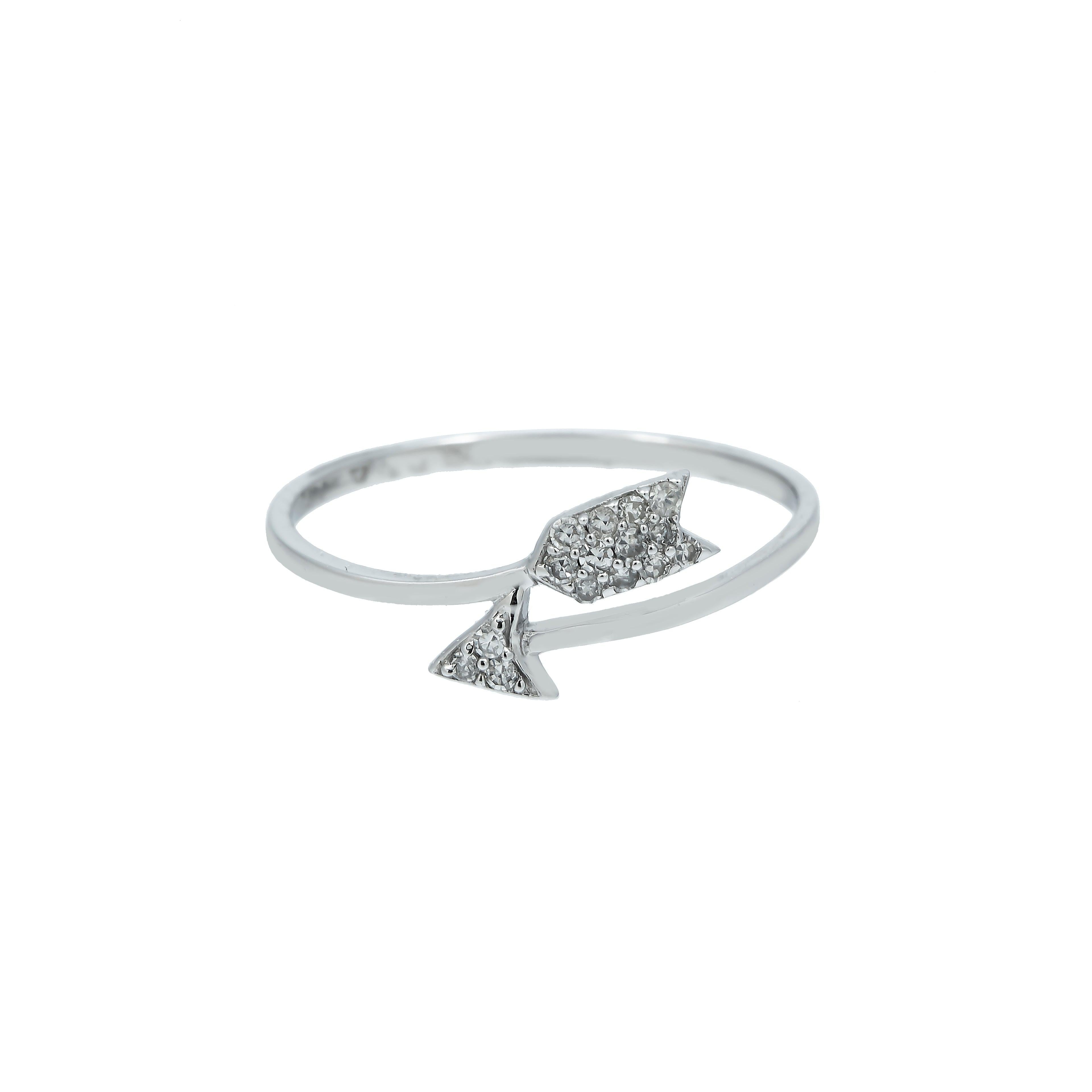14K GOLD DIAMOND ARROW RING 0.10 CT