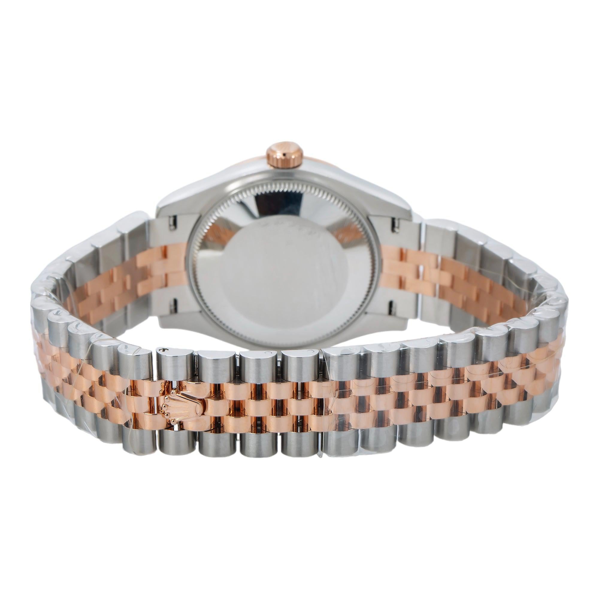 Rolex Datejust 31MM 278271 Silver Floral Diamond Dial Fluted Bezel Two Tone Rose Gold Jubilee Bracelet