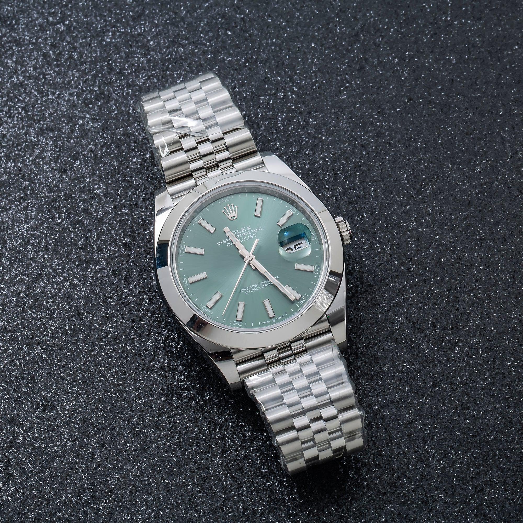 Rolex Datejust 41MM 126300 Green Dial Smooth Bezel Stainless Steel Jubilee Bracelet