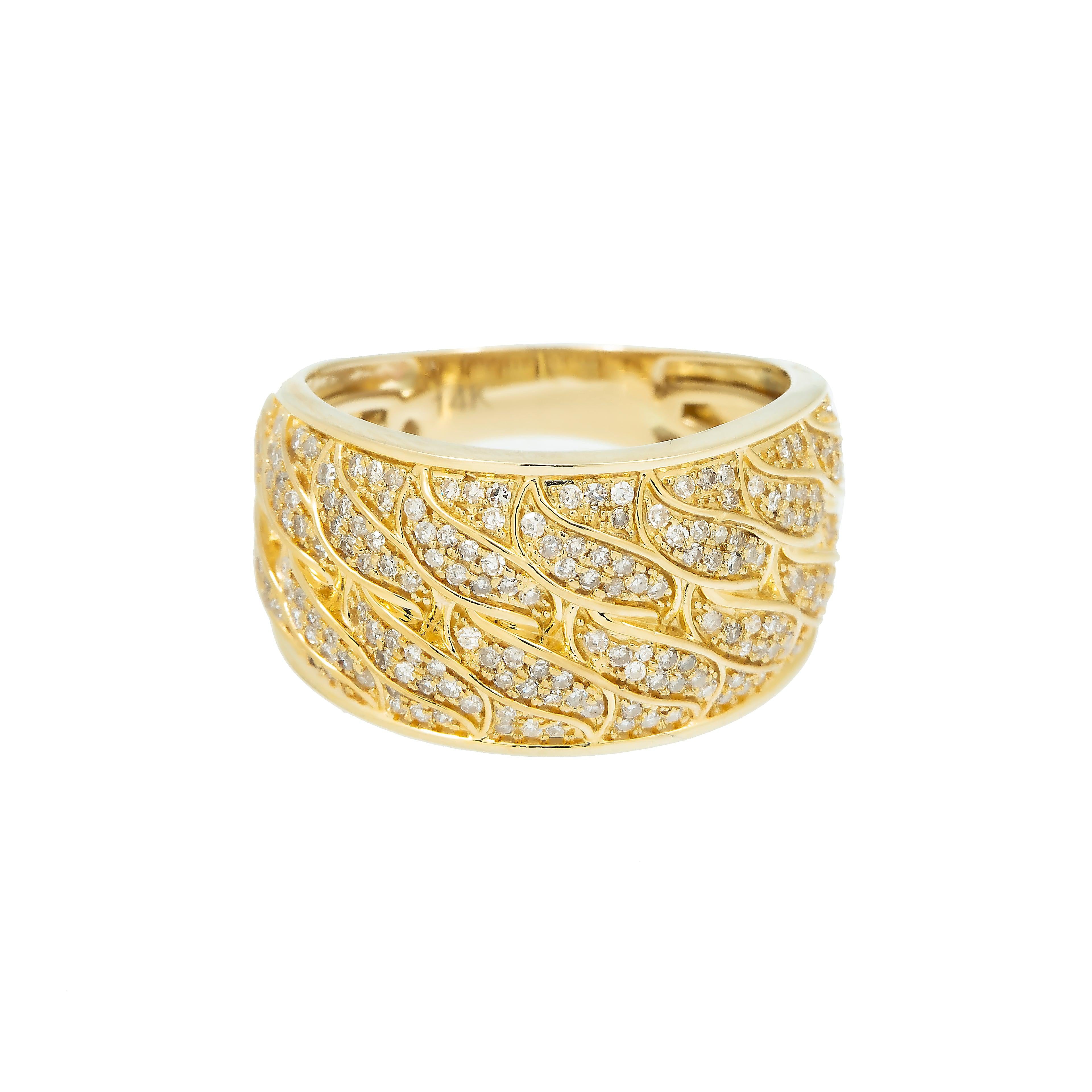 14K GOLD ROUND DIAMOND BAND RING 0.75 CT