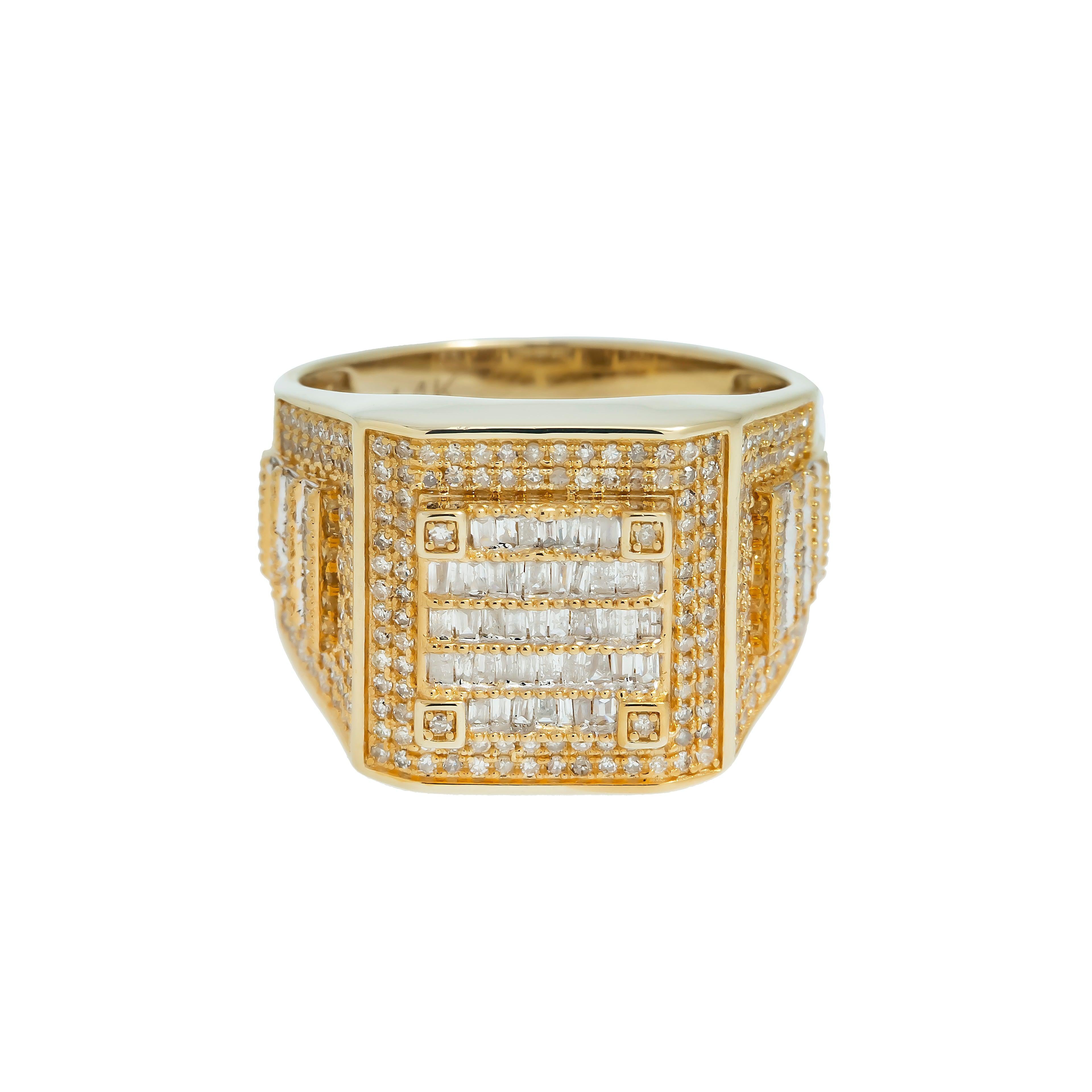 14K GOLD BAGUETTE DIAMOND SQUARE RING 1.15 CT