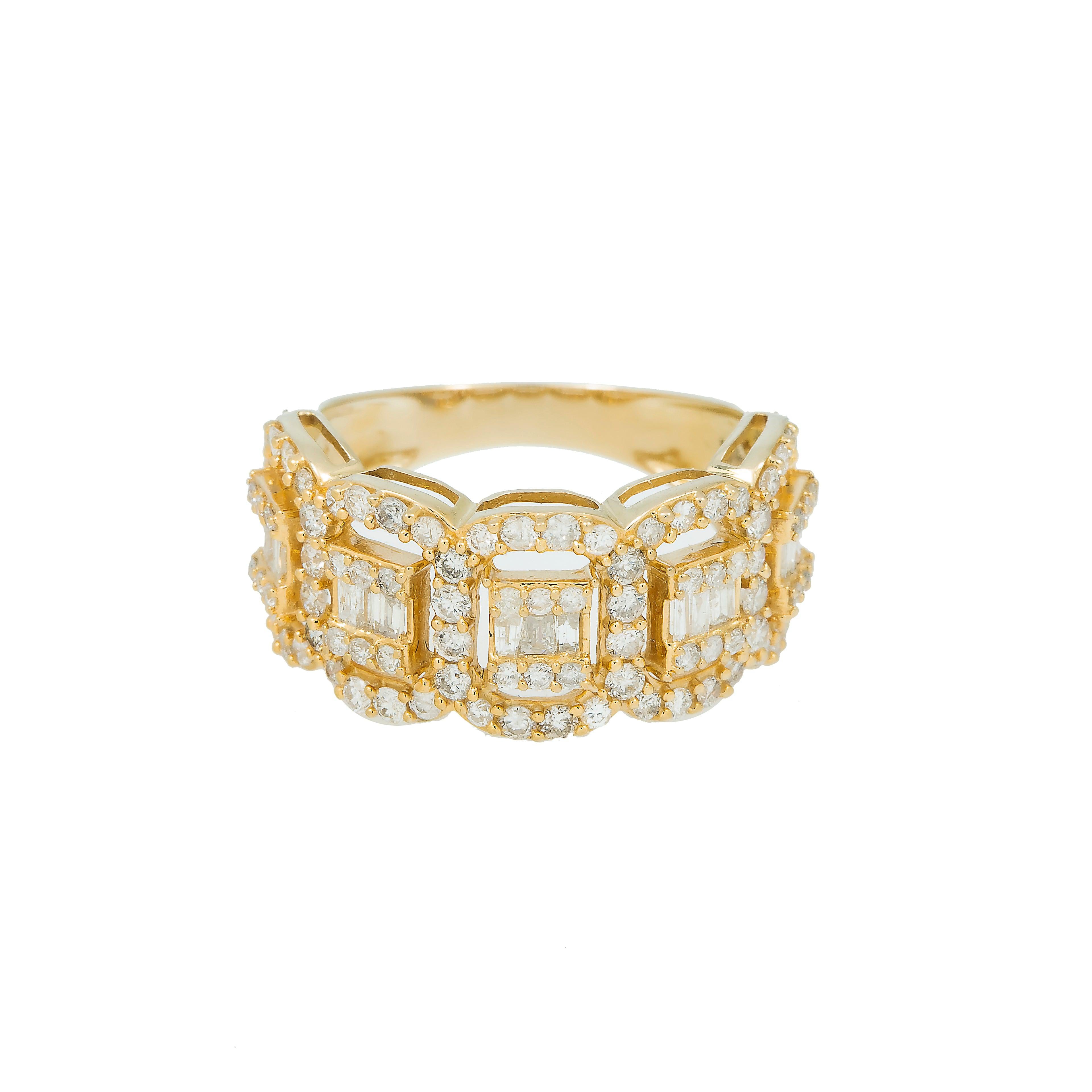 14K GOLD BAGUETTE AND ROUND DIAMOND RING 1.44 CT