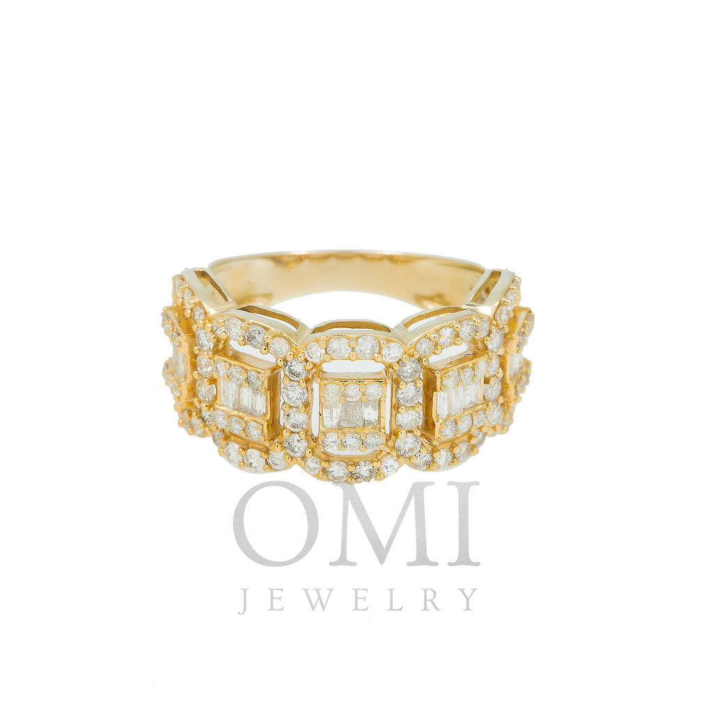 14K GOLD BAGUETTE AND ROUND DIAMOND RING 1.44 CT