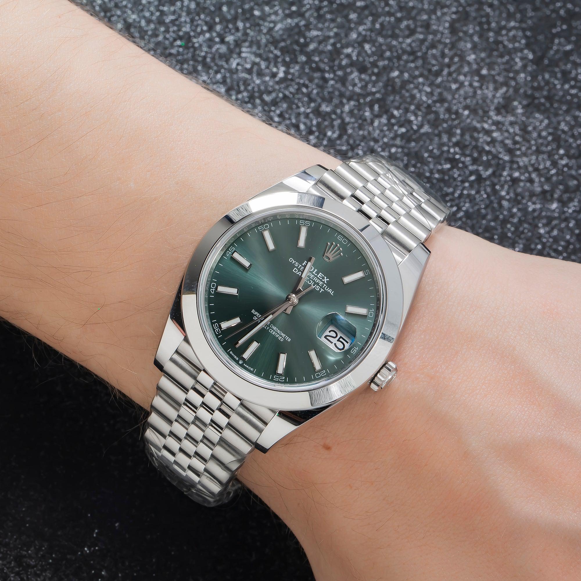 Rolex Datejust 41MM 126300 Green Dial Smooth Bezel Stainless Steel Jubilee Bracelet