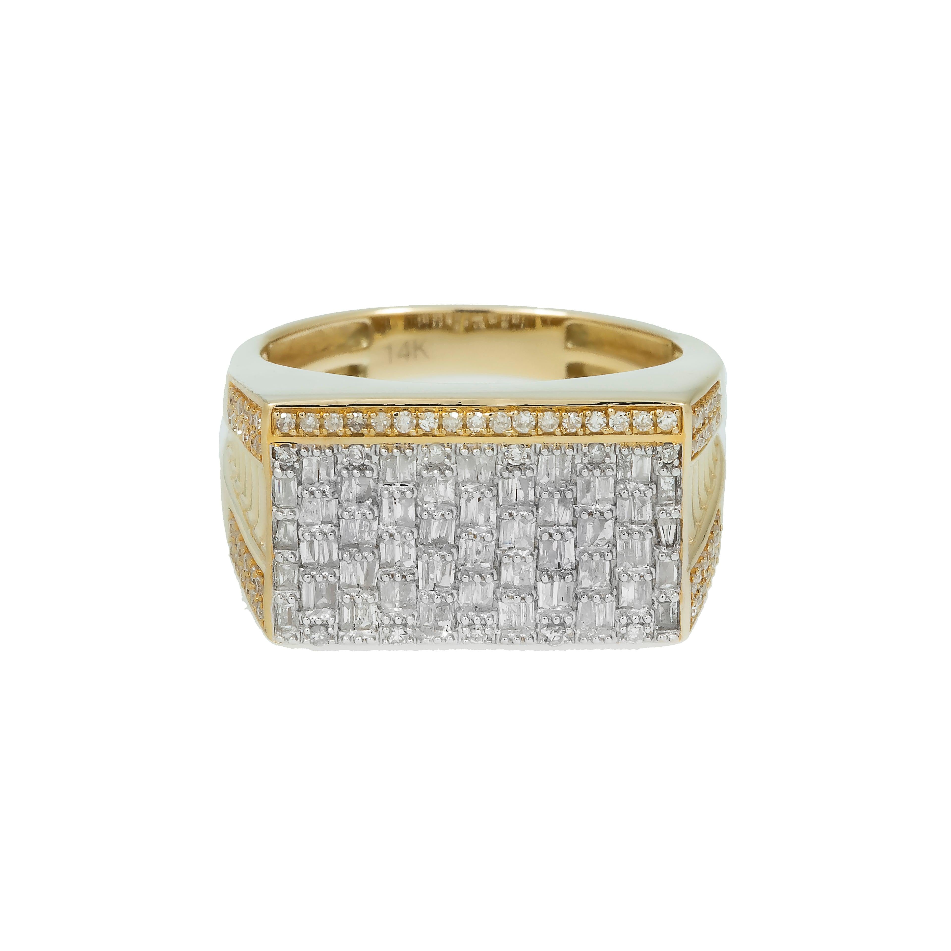 14K GOLD BAGUETTE DIAMOND RECTANGULAR RING 0.83 CT