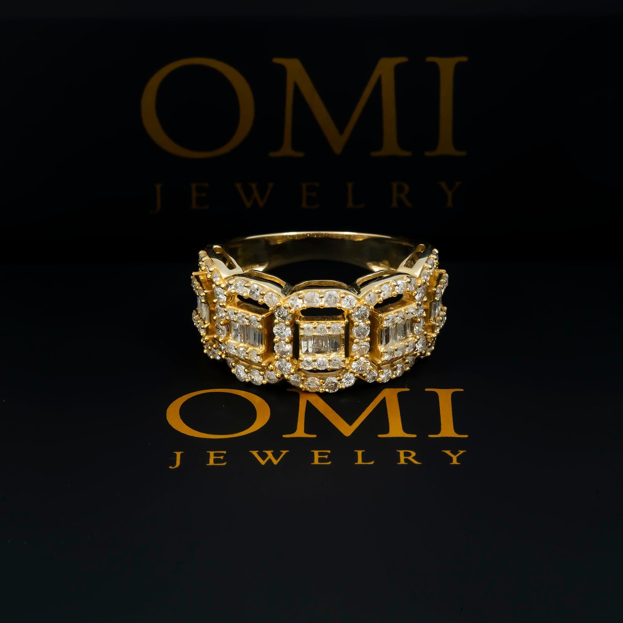 14K GOLD BAGUETTE AND ROUND DIAMOND RING 1.44 CT