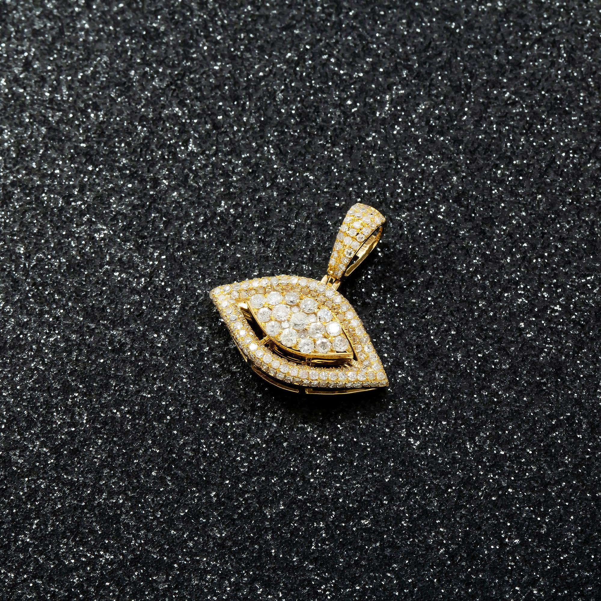 14K GOLD ROUND DIAMOND EYE PENDANT 1.26 CT