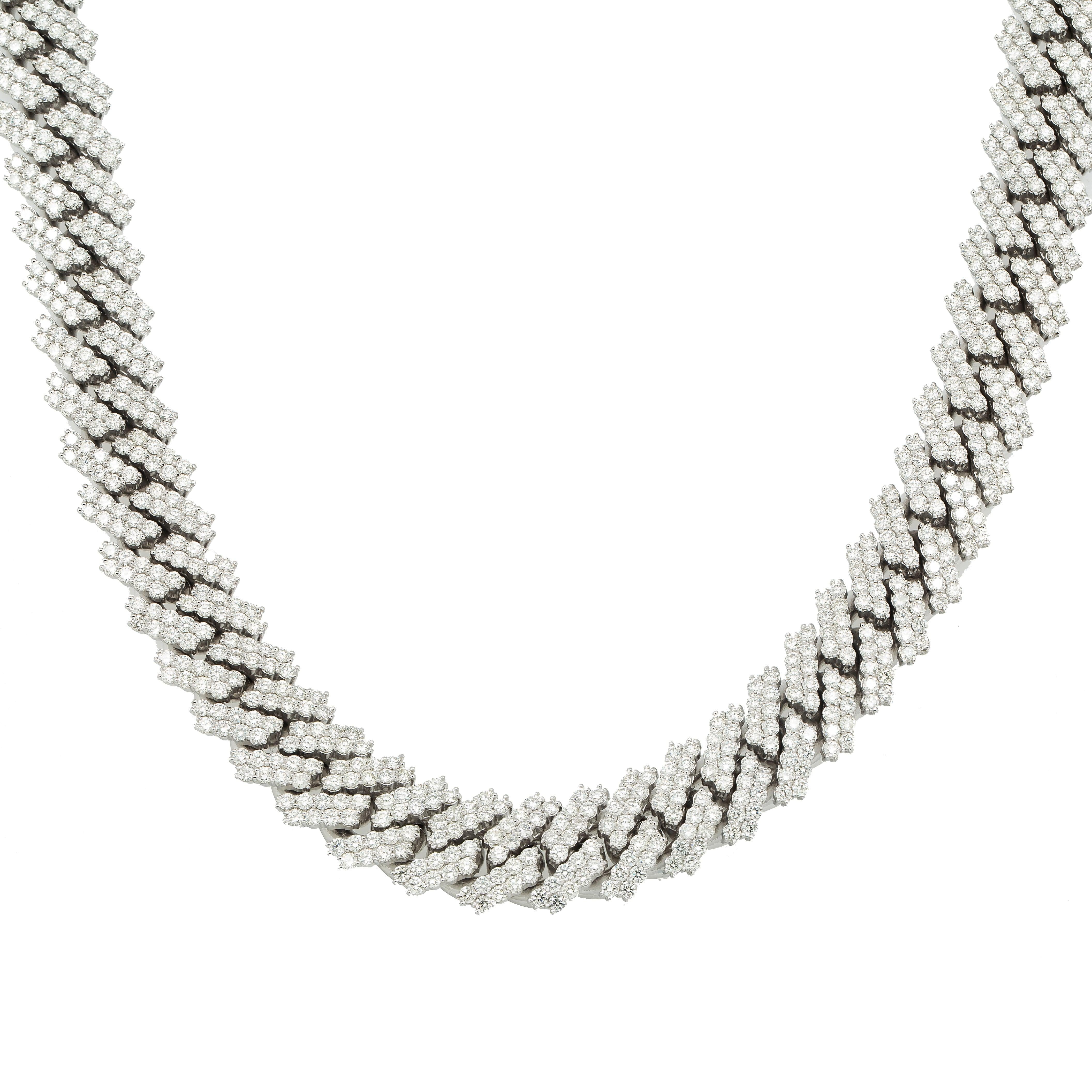 10K GOLD DIAMOND 20"/15MM PRONG CUBAN LINK CHAIN 46.35 CT