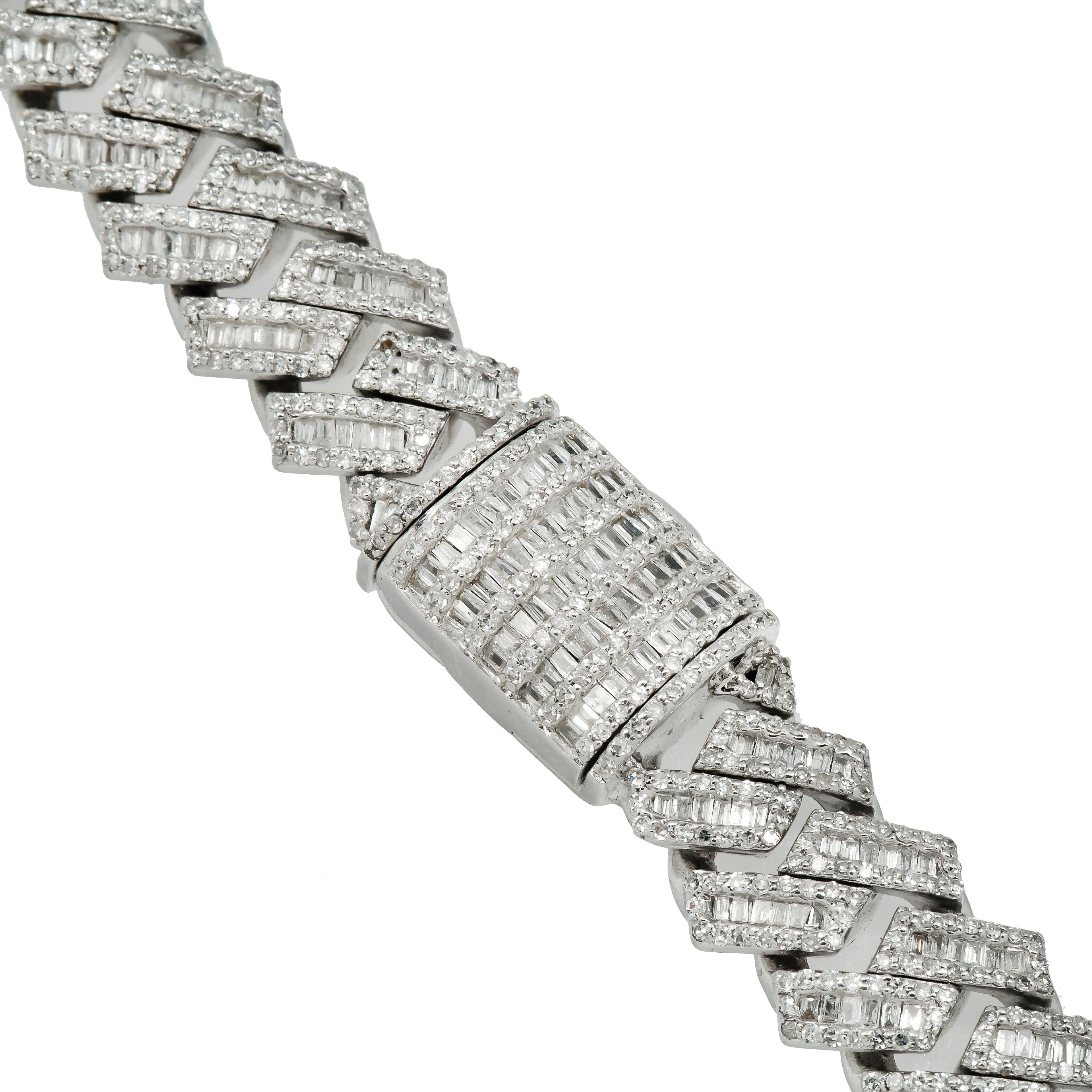 10K GOLD BAGUETTE DIAMOND 10MM PRONG CUBAN LINK HEART CHAIN 17.65 CT