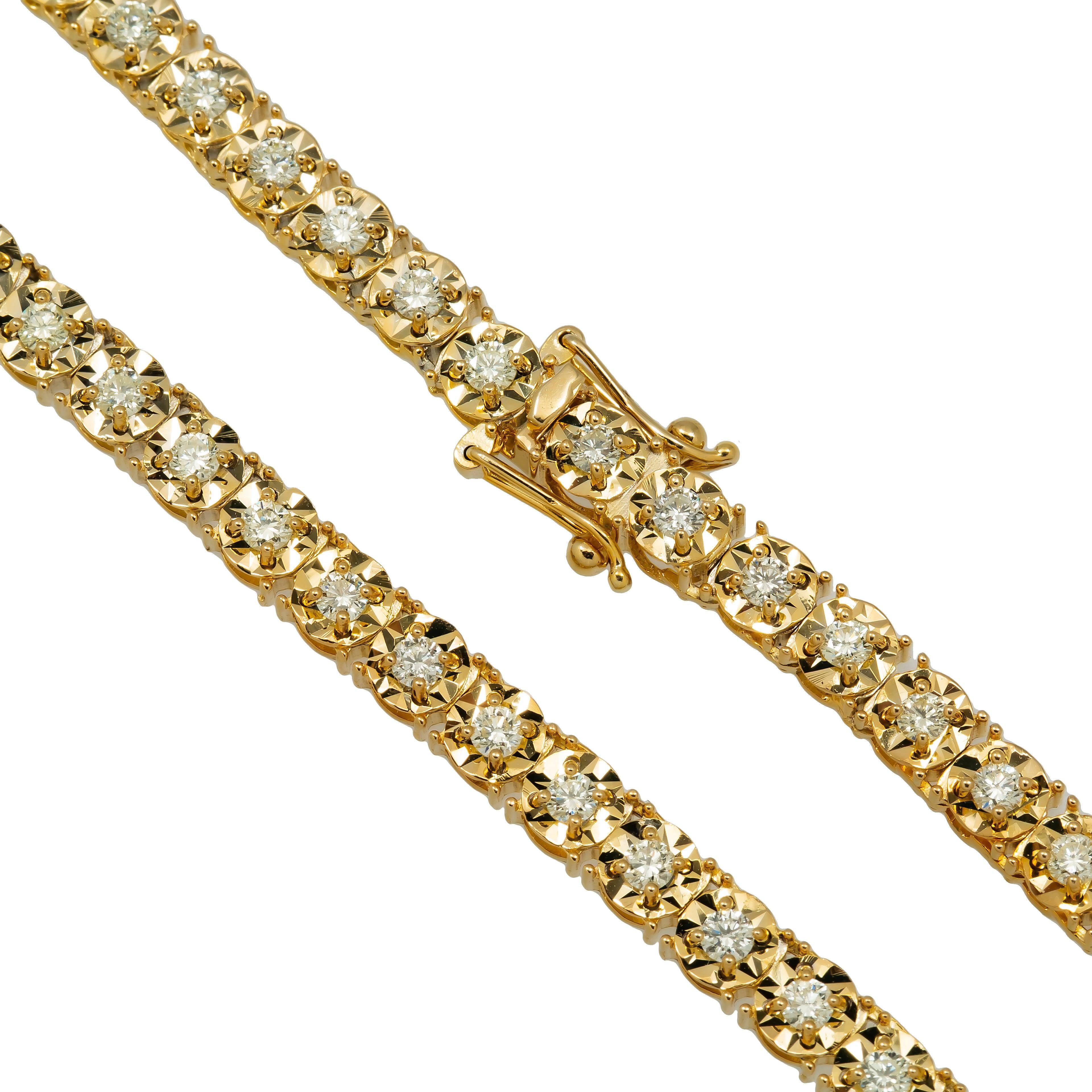 14K GOLD ROUND DIAMOND TENNIS CHAIN 6.60 CT