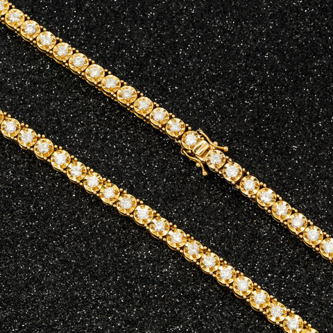 14K GOLD ROUND DIAMOND TENNIS CHAIN 7.14 CT