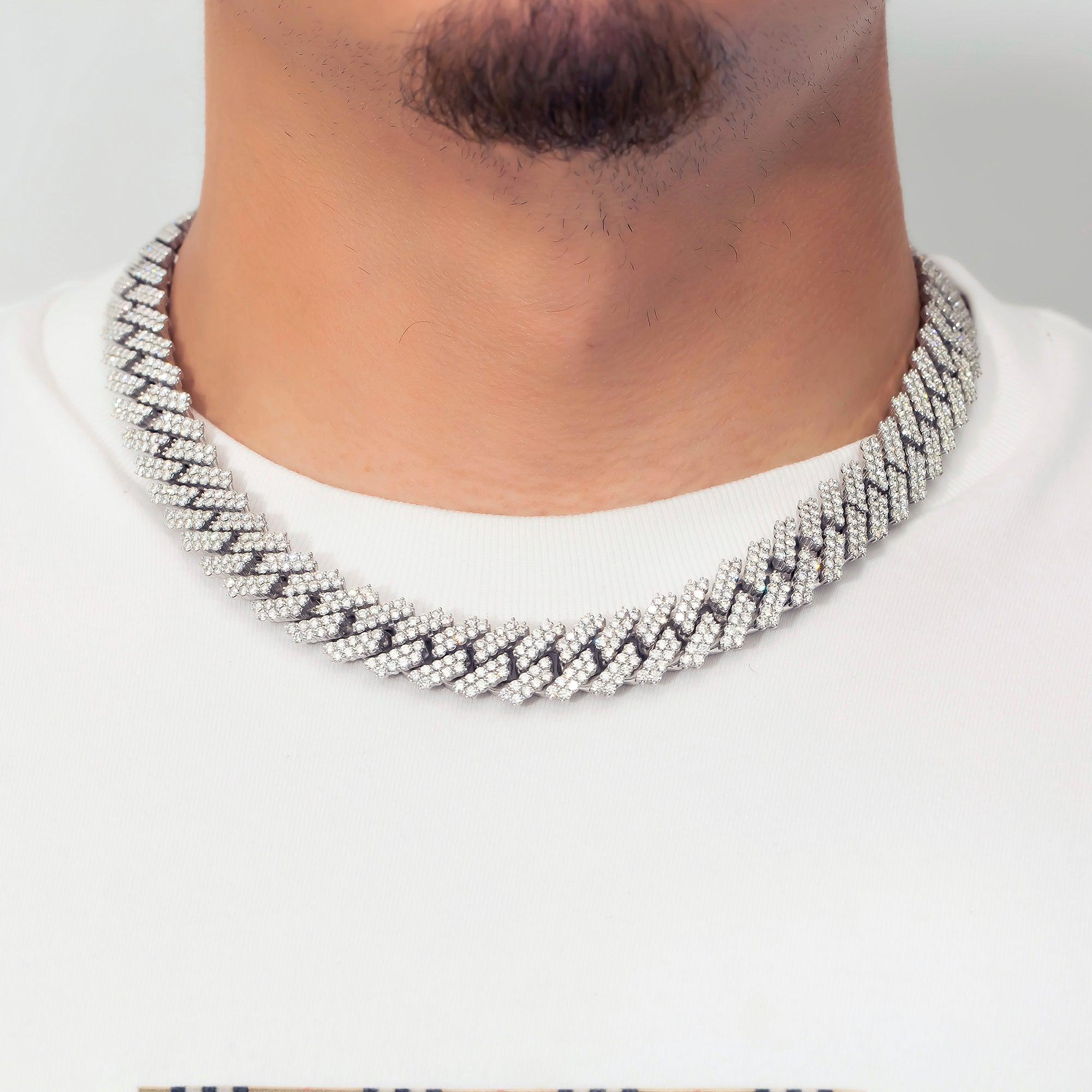 10K GOLD DIAMOND 20"/15MM PRONG CUBAN LINK CHAIN 46.35 CT