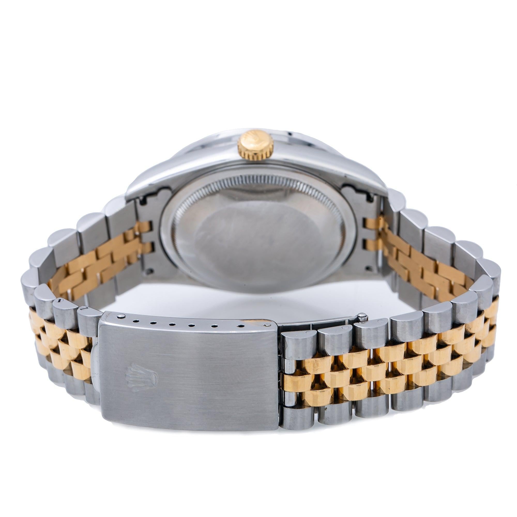Rolex Datejust 36MM 16013 Diamond Paved Rainbow Hour Dial Rainbow Gemstone Bezel Two Tone Yellow Gold Jubilee Bracelet