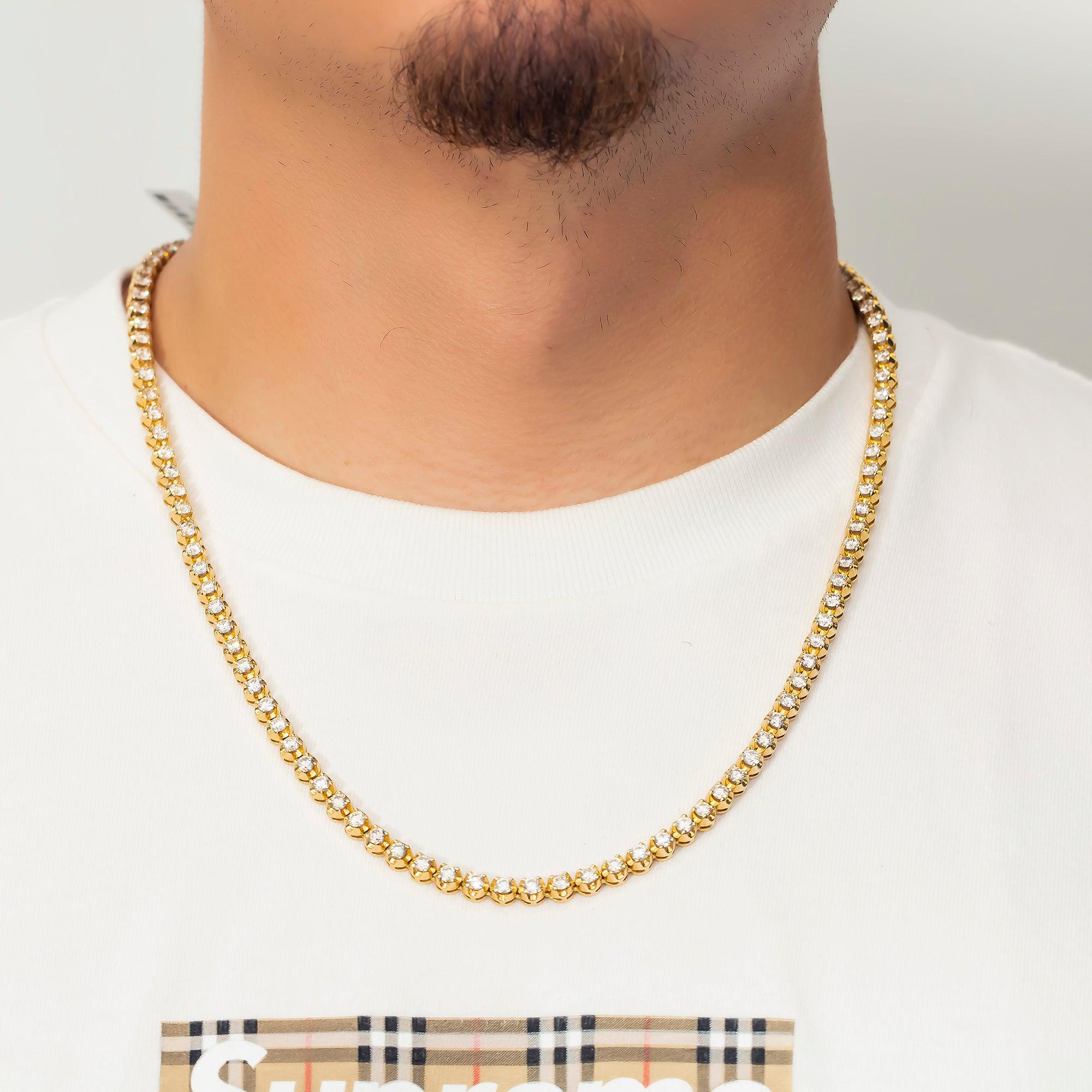 14K GOLD ROUND DIAMOND TENNIS CHAIN 15.00 CT