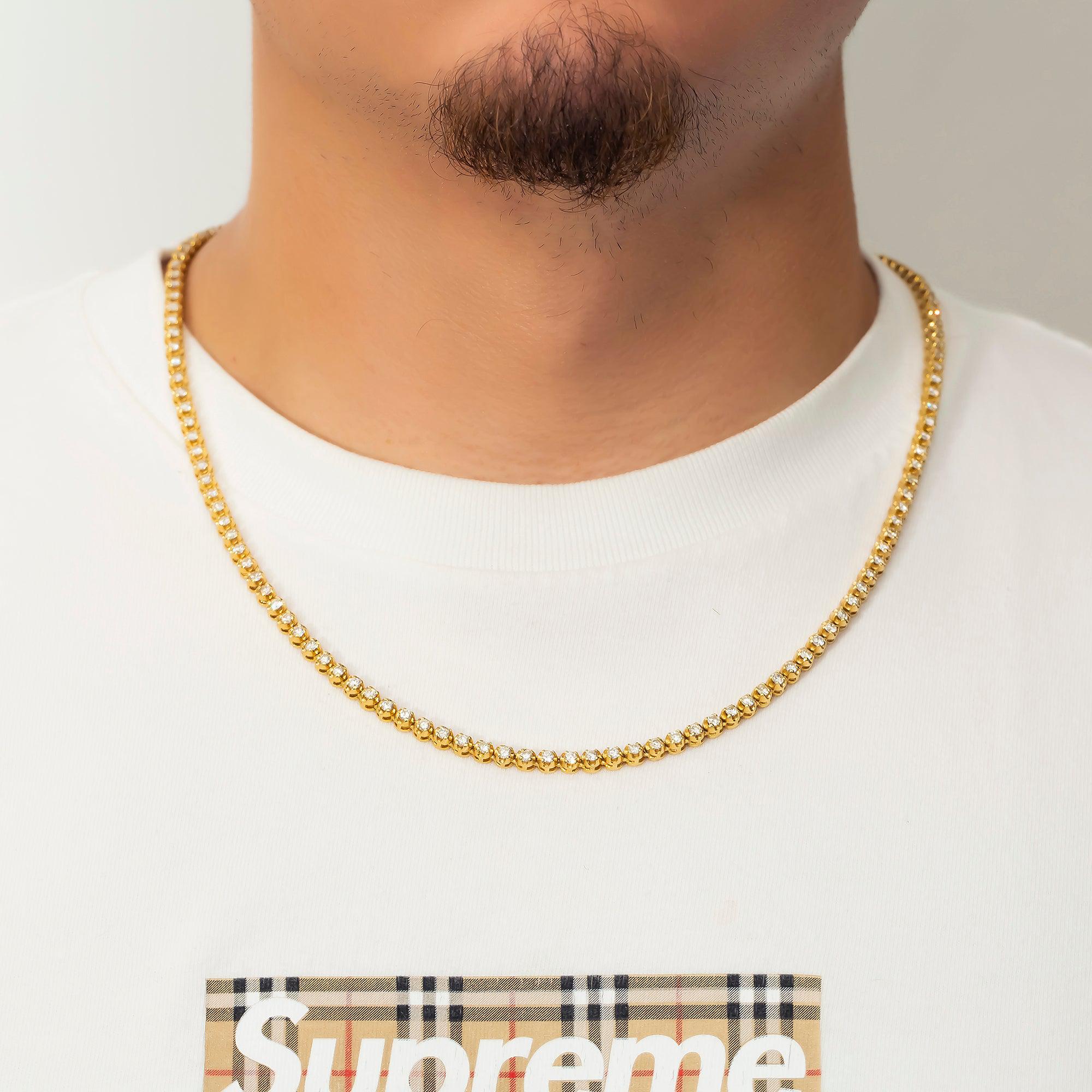 14K GOLD ROUND DIAMOND TENNIS CHAIN 8.50 CT
