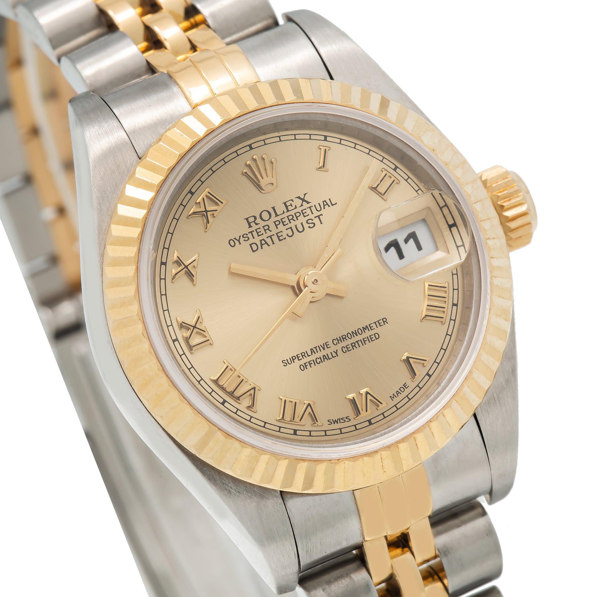 Rolex Datejust 26MM 6917 Champagne Roman Dial Fluted Bezel Two Tone Yellow Gold Jubilee Bracelet