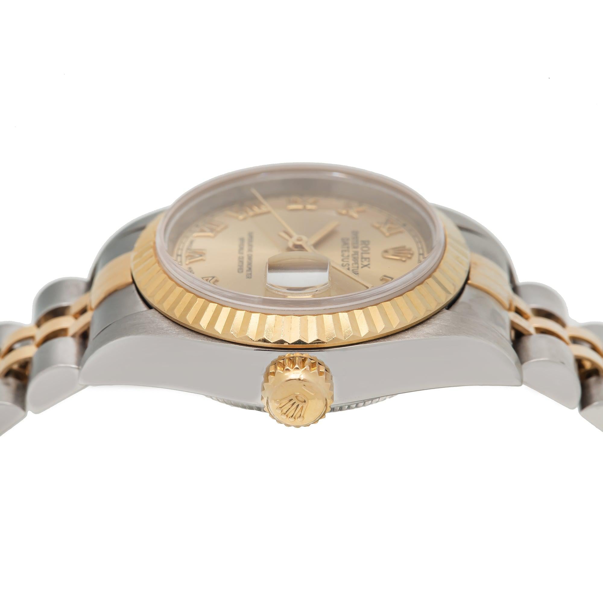 Rolex Datejust 26MM 6917 Champagne Roman Dial Fluted Bezel Two Tone Yellow Gold Jubilee Bracelet
