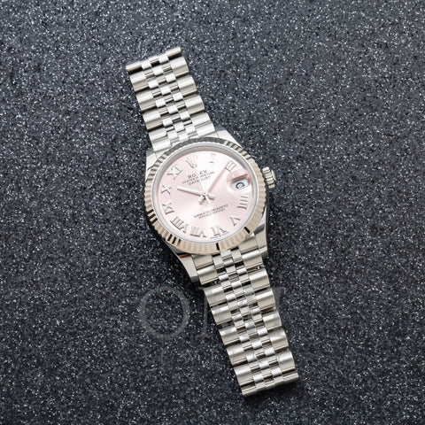 Rolex Datejust 278274 31MM Pink Roman Dial With White Gold Fluted Bezel And Jubilee Bracelet