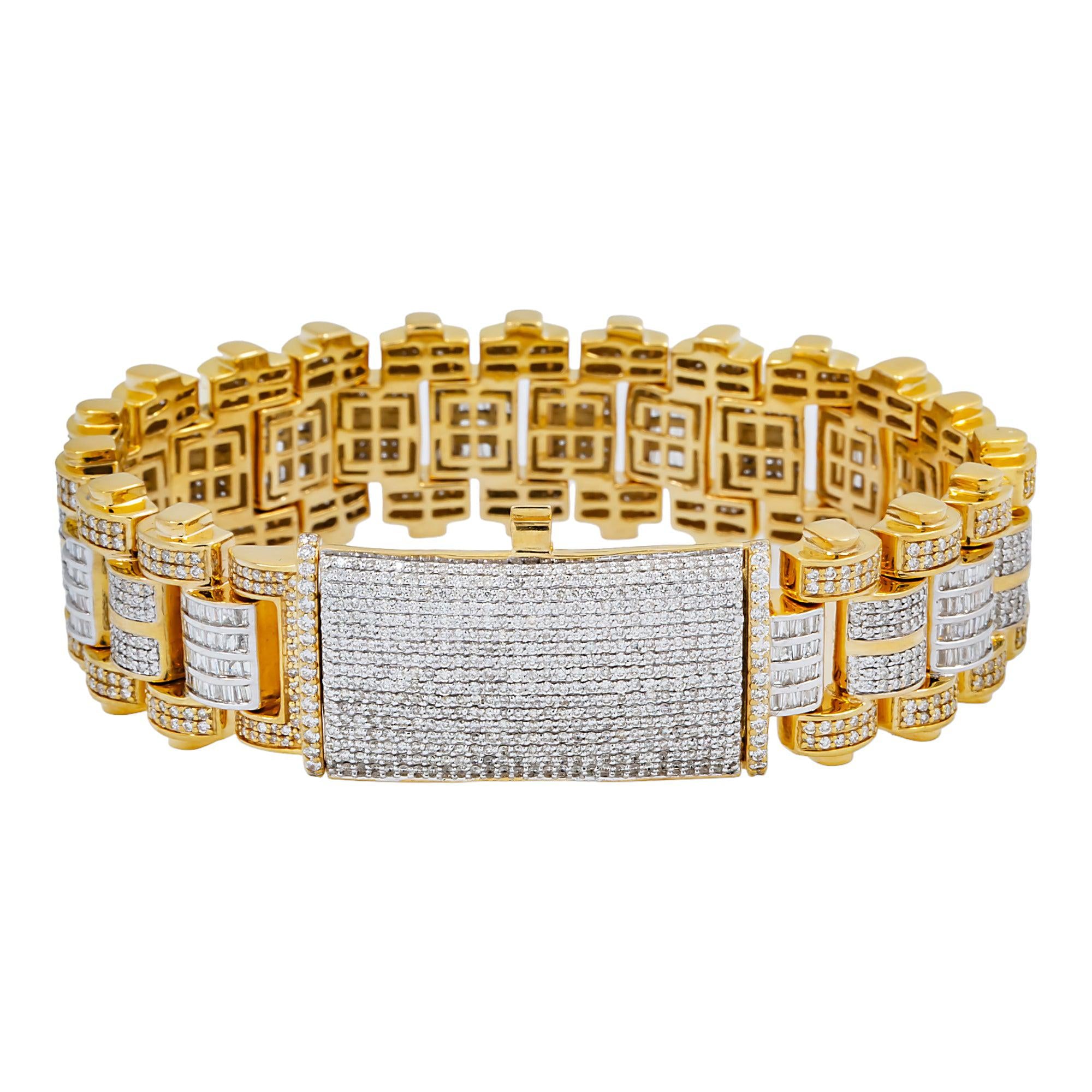 14K GOLD ROUND AND BAGUETTE DIAMOND JUBILEE BRACELET 8.00 CT