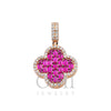 14K GOLD ROUND AND BAGUETTE DIAMOND AND RUBY GEMSTONE CLOVER PENDANT 4.40 CTW