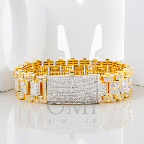 14K GOLD TWO TONE ROUND AND BAGUETTE DIAMOND JUBILEE BRACELET 8.00 CT