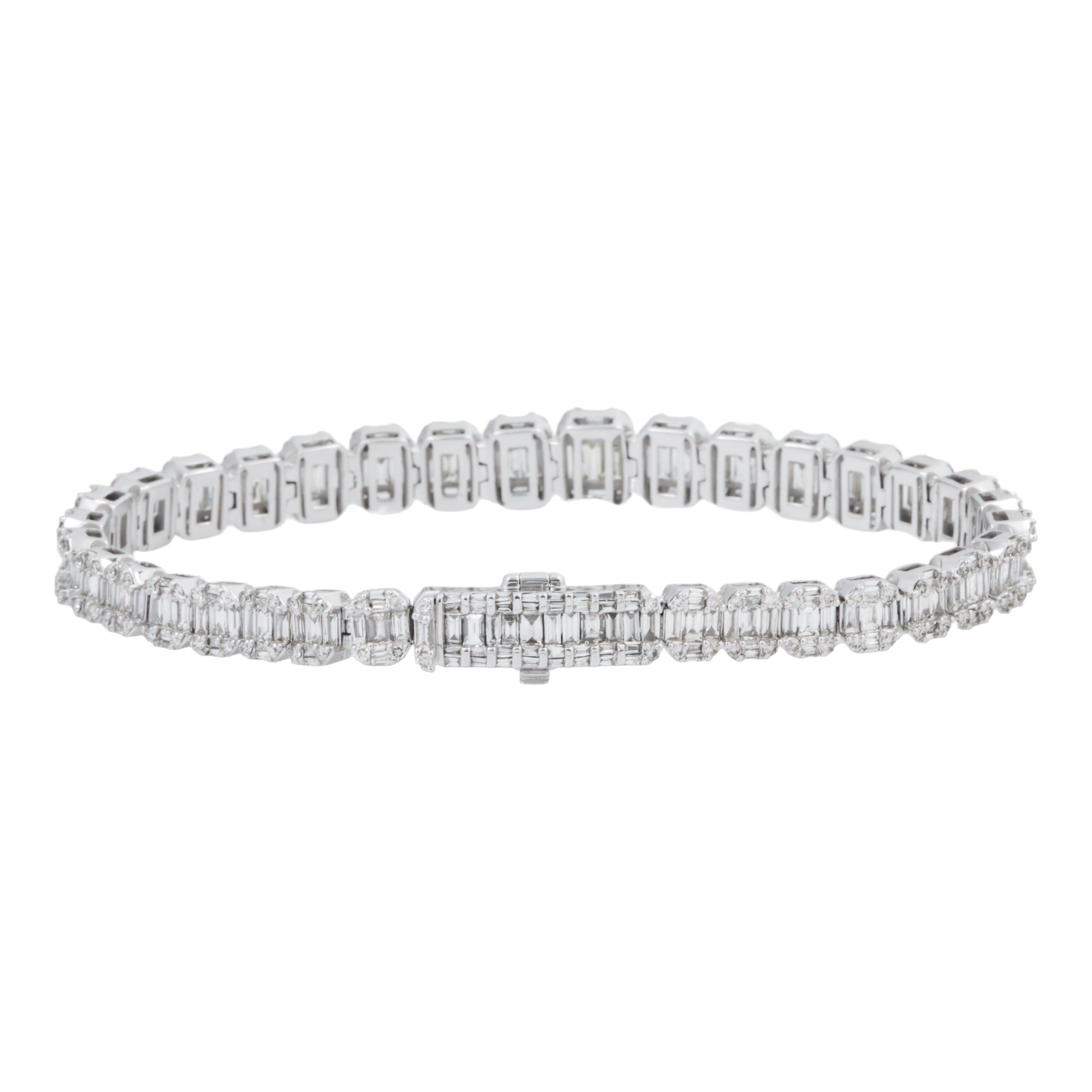 14K GOLD BAGUETTE DIAMONDS BRACELET 8.00 CT