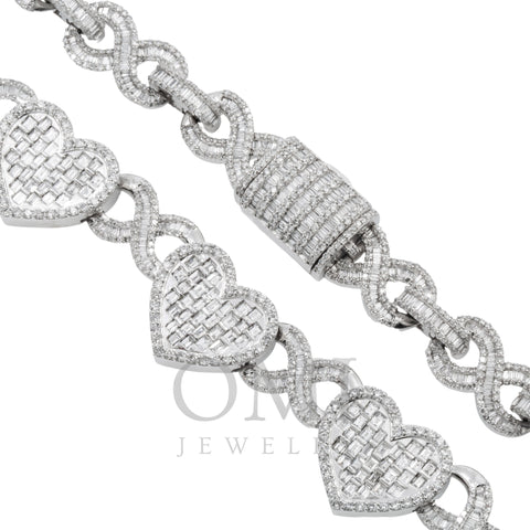 10K GOLD BAGUETTE AND ROUND DIAMOND HEART INFINITY LINK CHAIN 21.74 CT