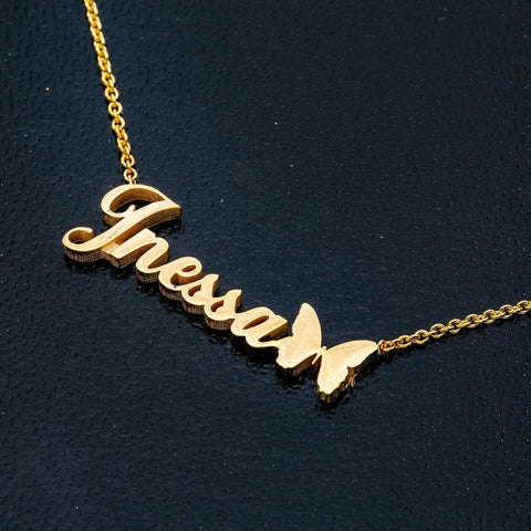 10K OR 14K GOLD CUSTOM NAME PLATE NECKLACE OMI Jewelry