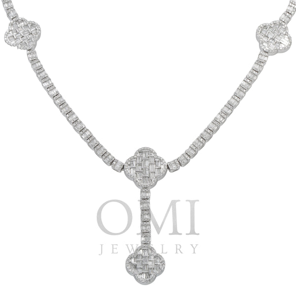 10K GOLD BAGUETTE AND ROUND DIAMOND CLOVER CHAIN 8.19 CT
