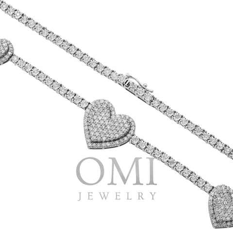 10K GOLD TWO TONE ROUND DIAMOND HEART CHAIN 3.75 CT