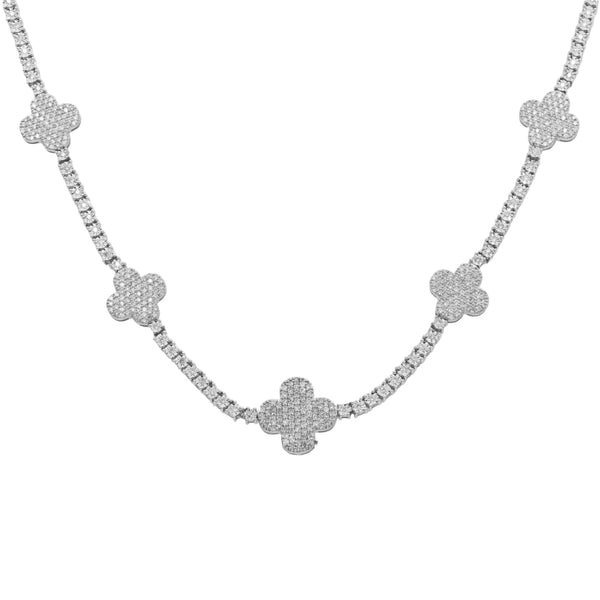 10K GOLD ROUND DIAMOND CLOVER CHAIN 3.50 CT