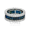 14K GOLD ROUND AND BAGUETTE DIAMOND AND SAPPHIRE GEMSTONE BAND RING 8.60 CTW