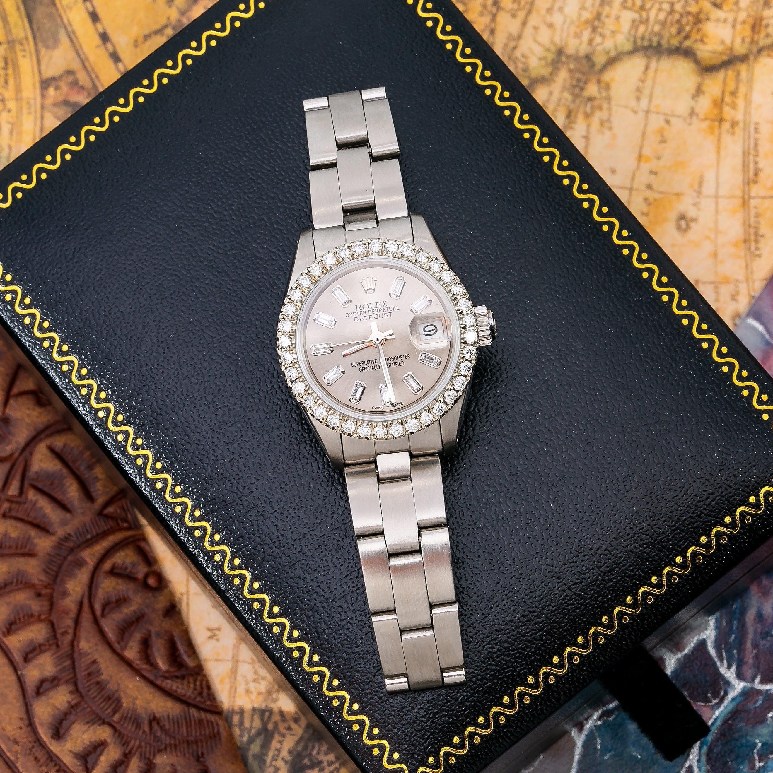 Rolex Datejust 26MM 69160 Gray Diamond Dial Diamond Bezel Stainless Steel Oyster Bracelet