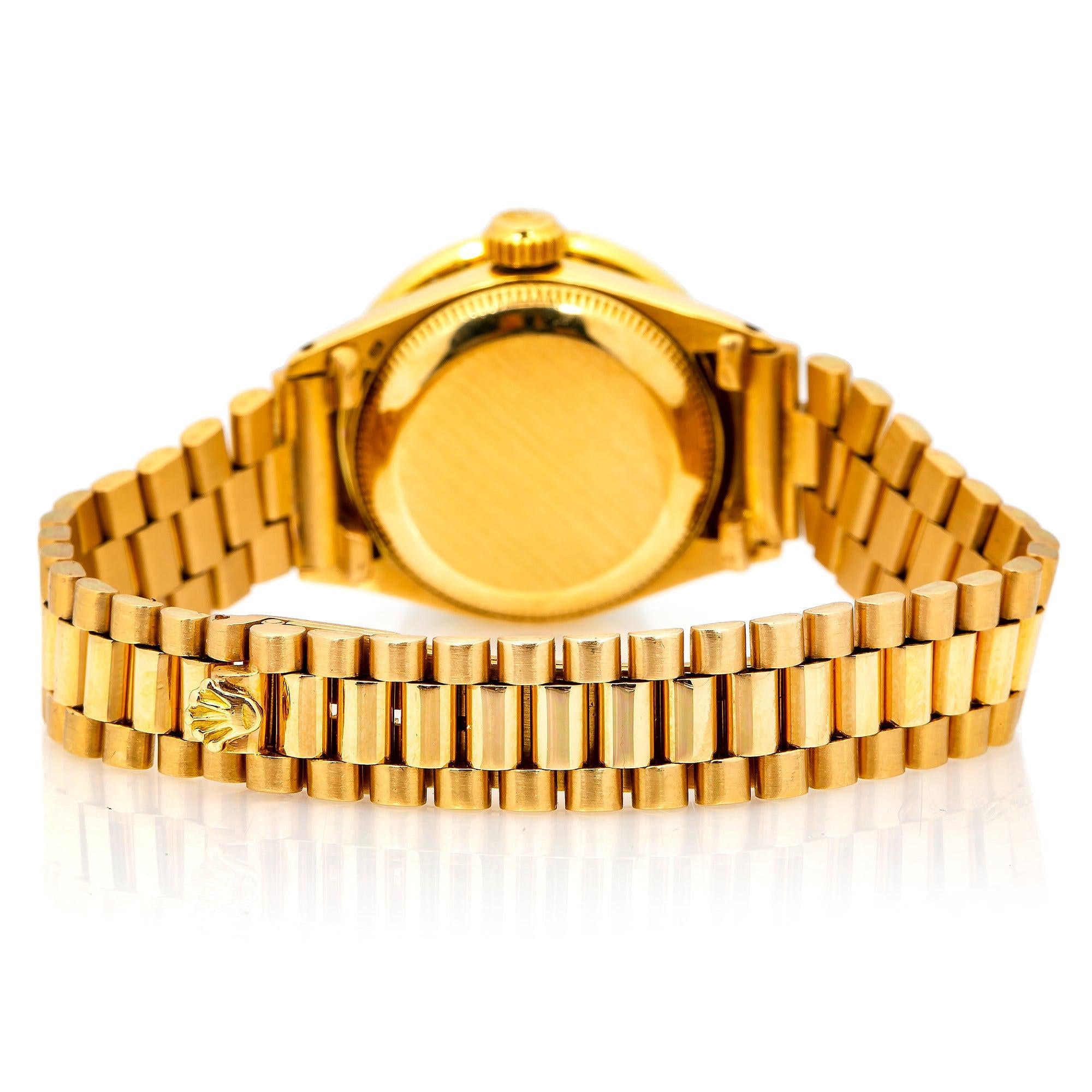 Rolex Datejust 26MM 69178 Pink Diamond Dial Diamond Bezel 18K Yellow Gold President Bracelet