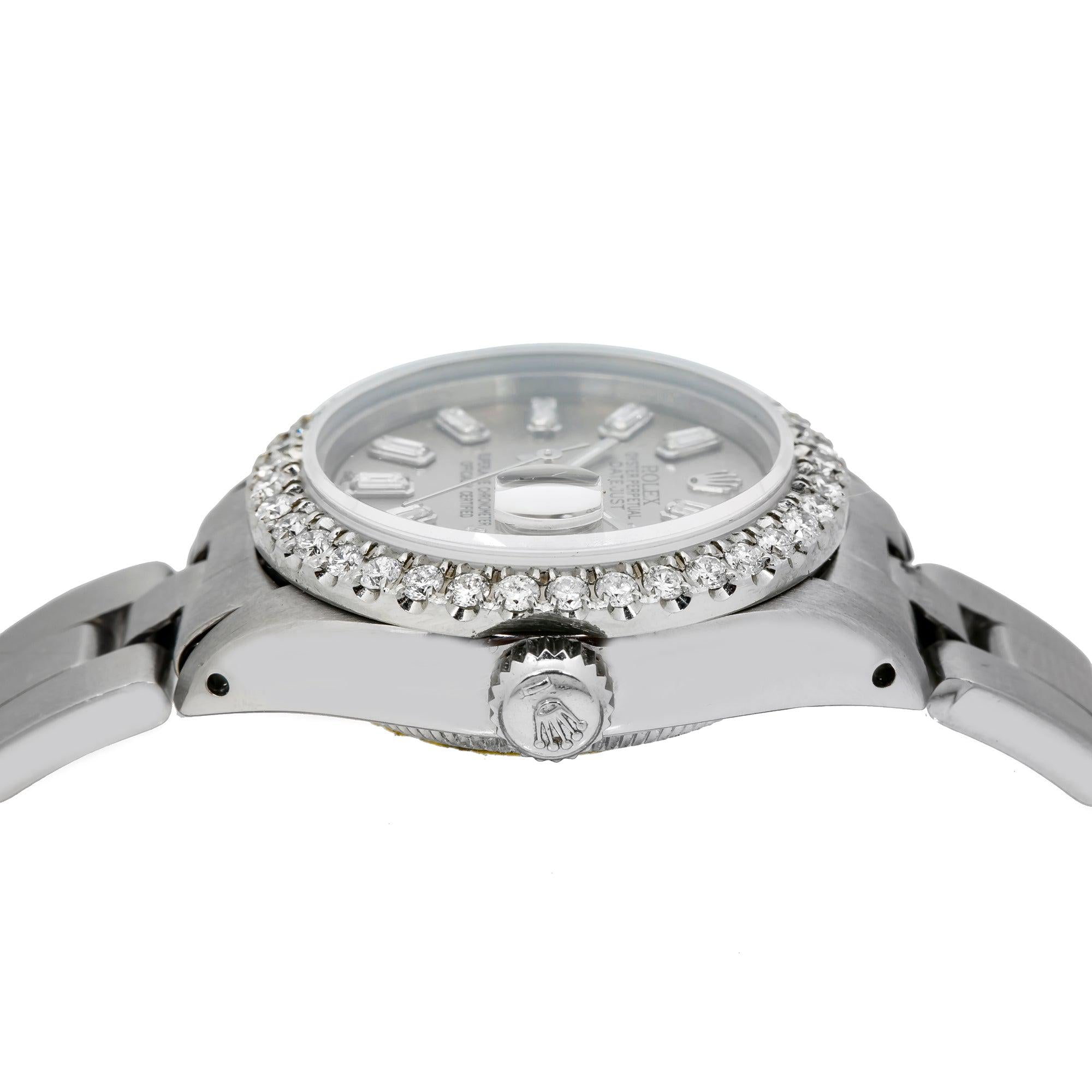 Rolex Datejust 26MM 69160 Gray Diamond Dial Diamond Bezel Stainless Steel Oyster Bracelet
