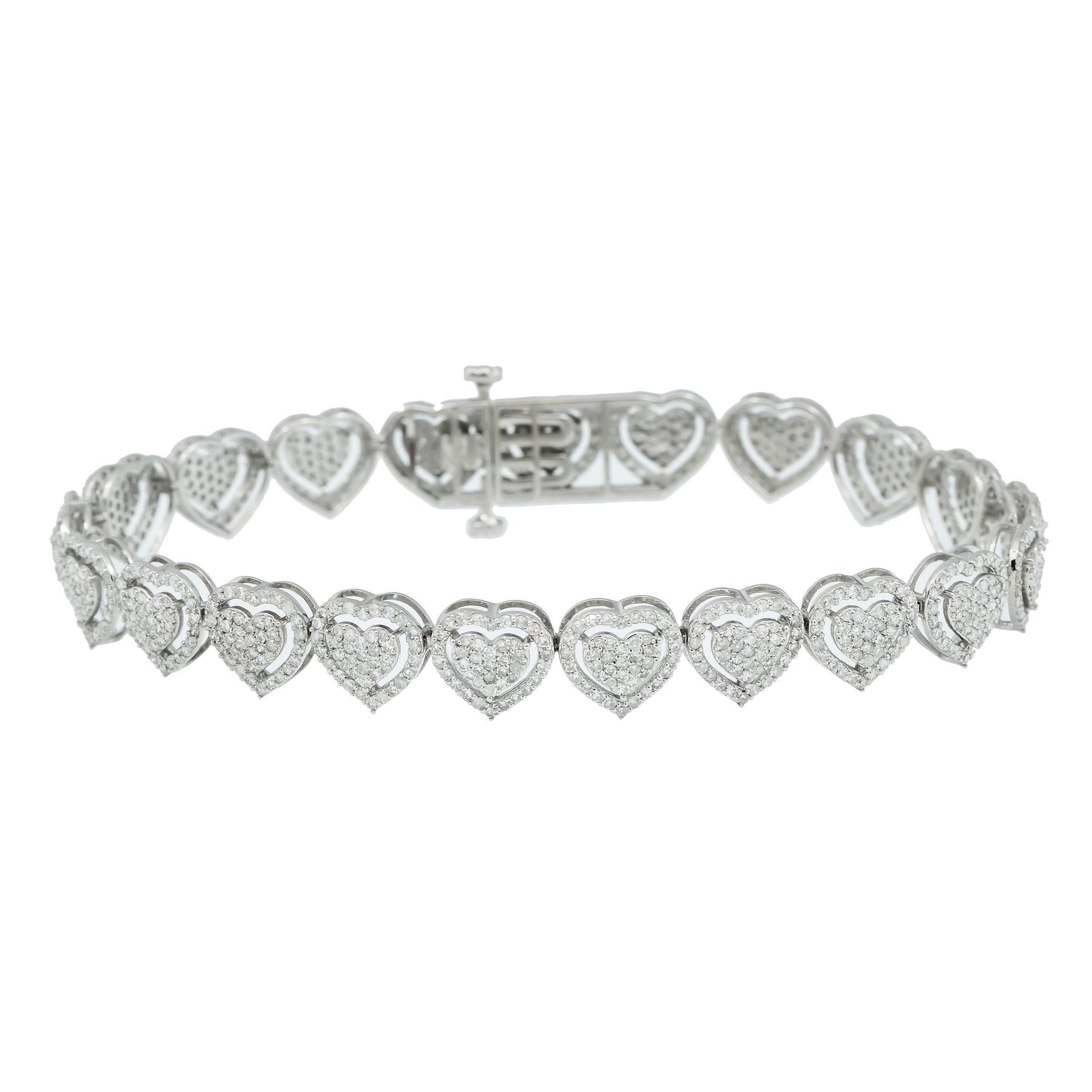 14K GOLD HEART SHAPE BRACELET 3.91 CT DIAMONDS OMI Jewelry