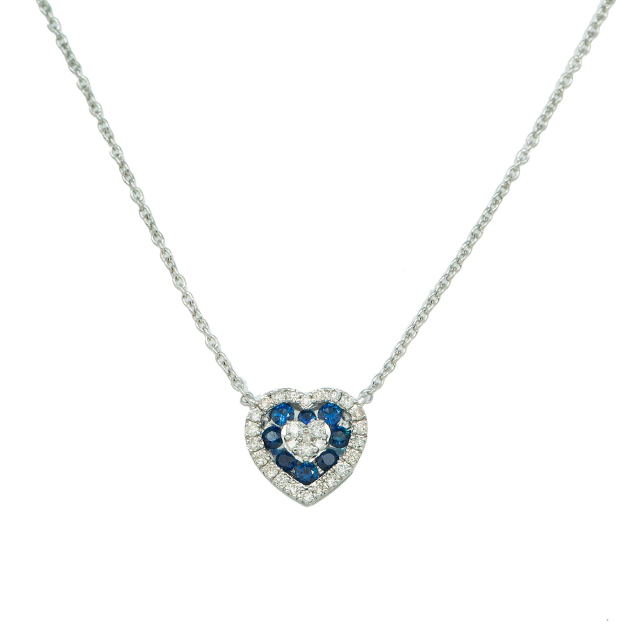 Ladies Blue Sapphire 0.66ctw & Diamond Pendant Necklace