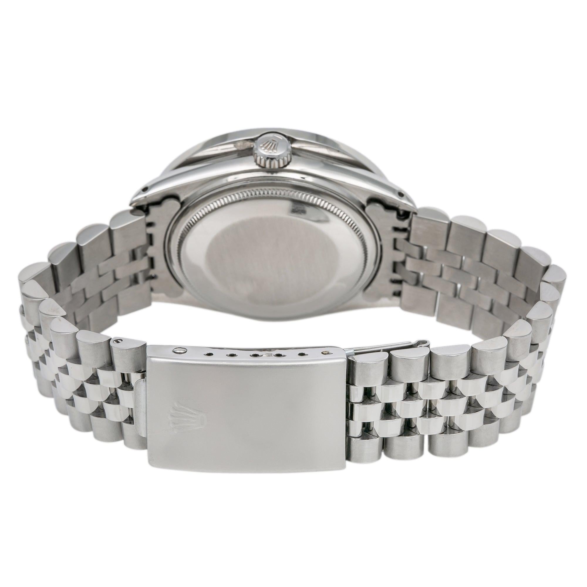 Rolex Datejust 36MM 16014 Blue Pattern Diamond Dial Diamond Bezel Stainless Steel Jubilee Bracelet
