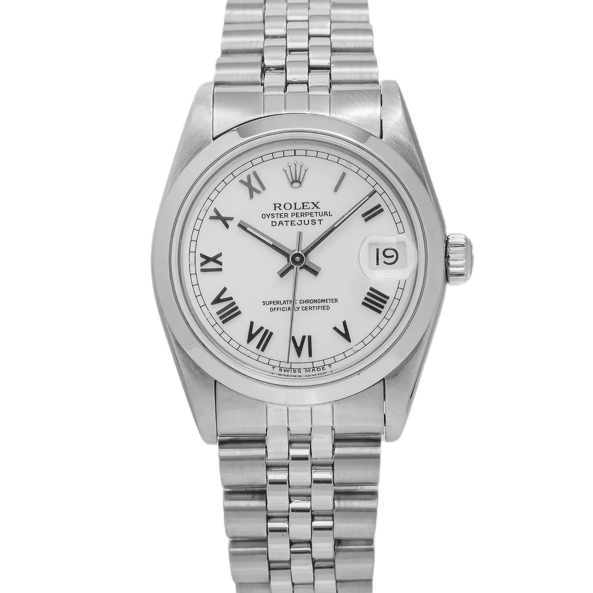 Rolex Datejust 31MM 68240 White Roman Dial Smooth Bezel Stainless Steel Jubilee Bracelet