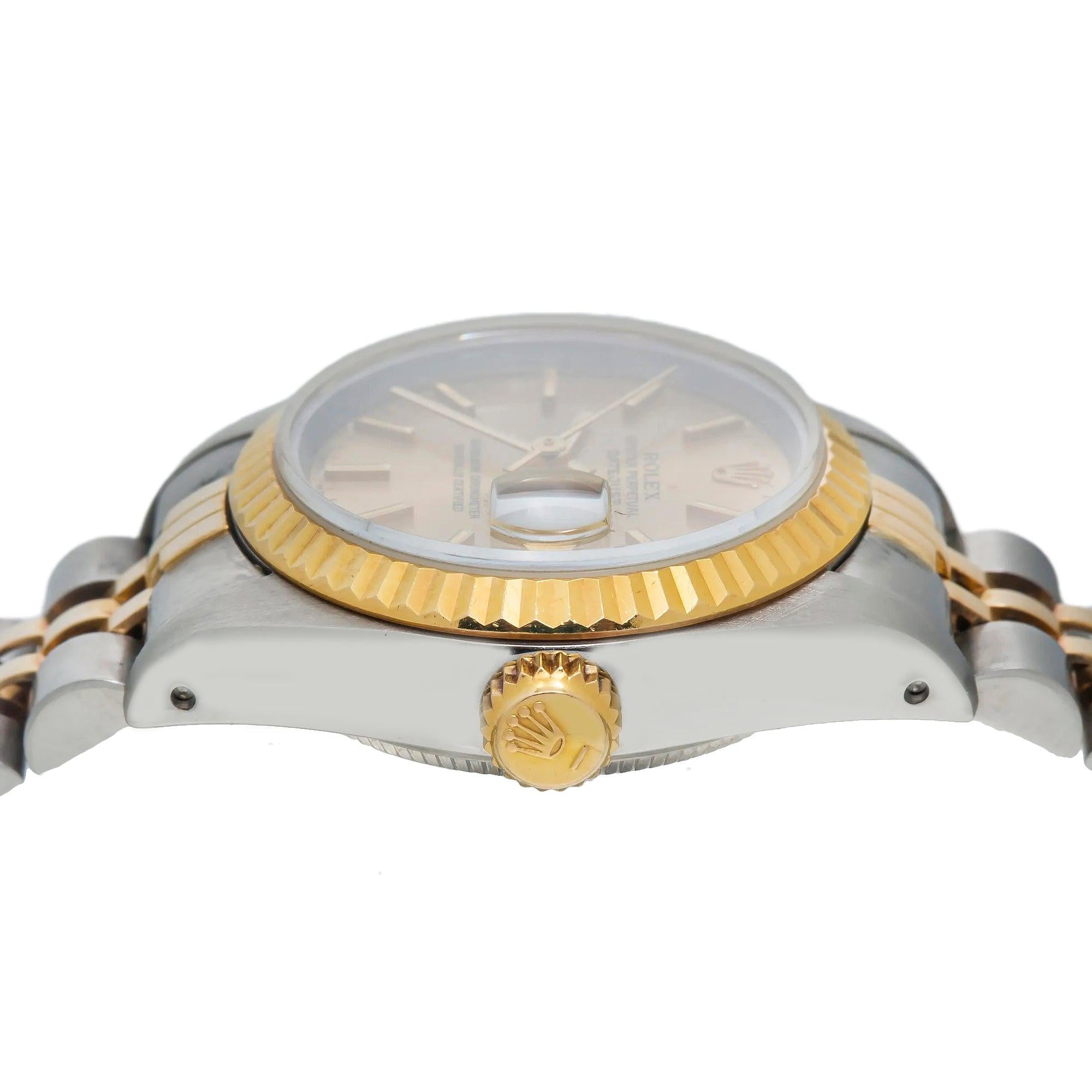 Rolex Datejust 26MM 69173 Champagne Dial Fluted Bezel Two Tone Yellow Gold Jubilee Bracelet