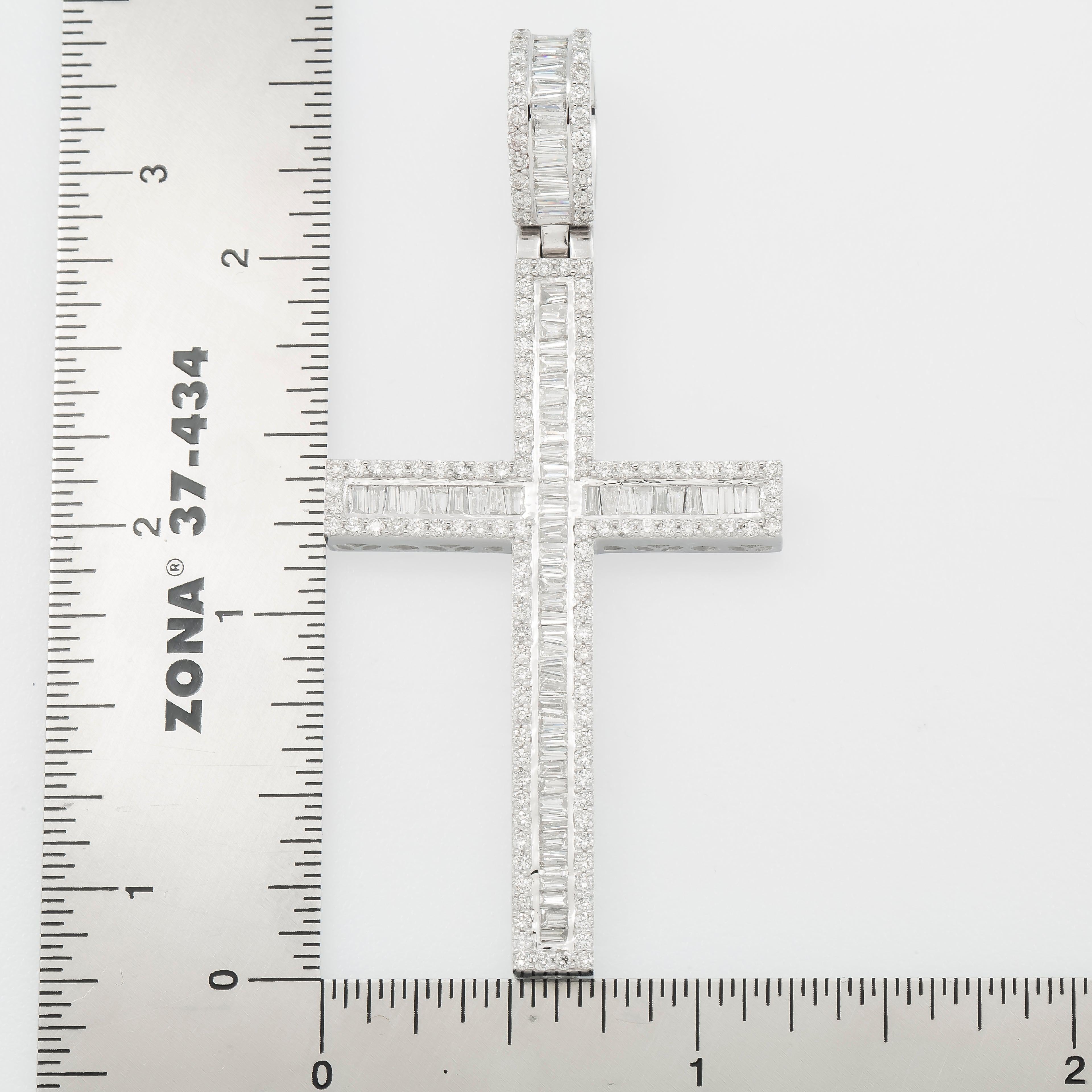 10K GOLD BAGUETTE DIAMOND CROSS PENDANT 2.79 CT