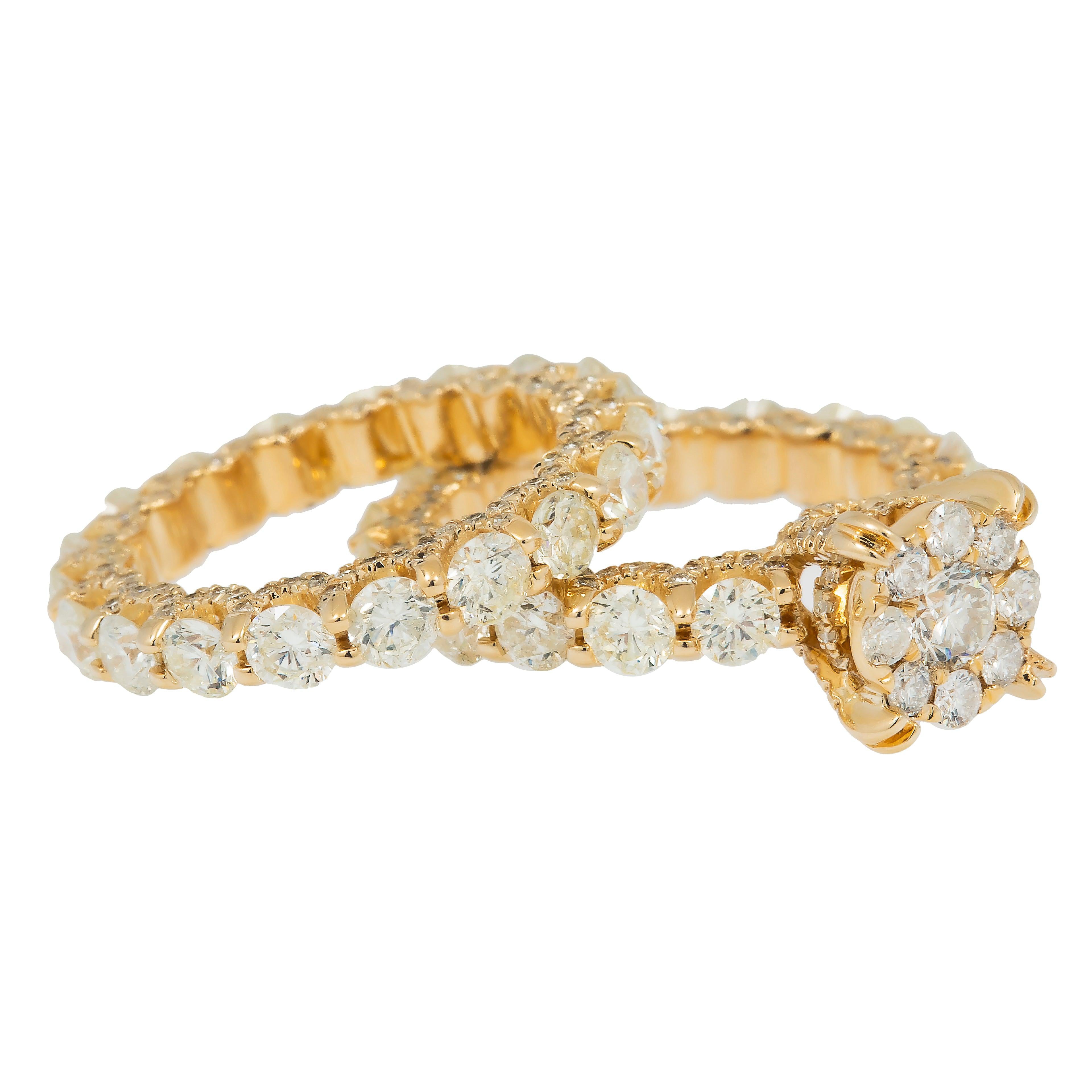 14K GOLD ROUND DIAMOND BRIDAL SET 9.36 CT