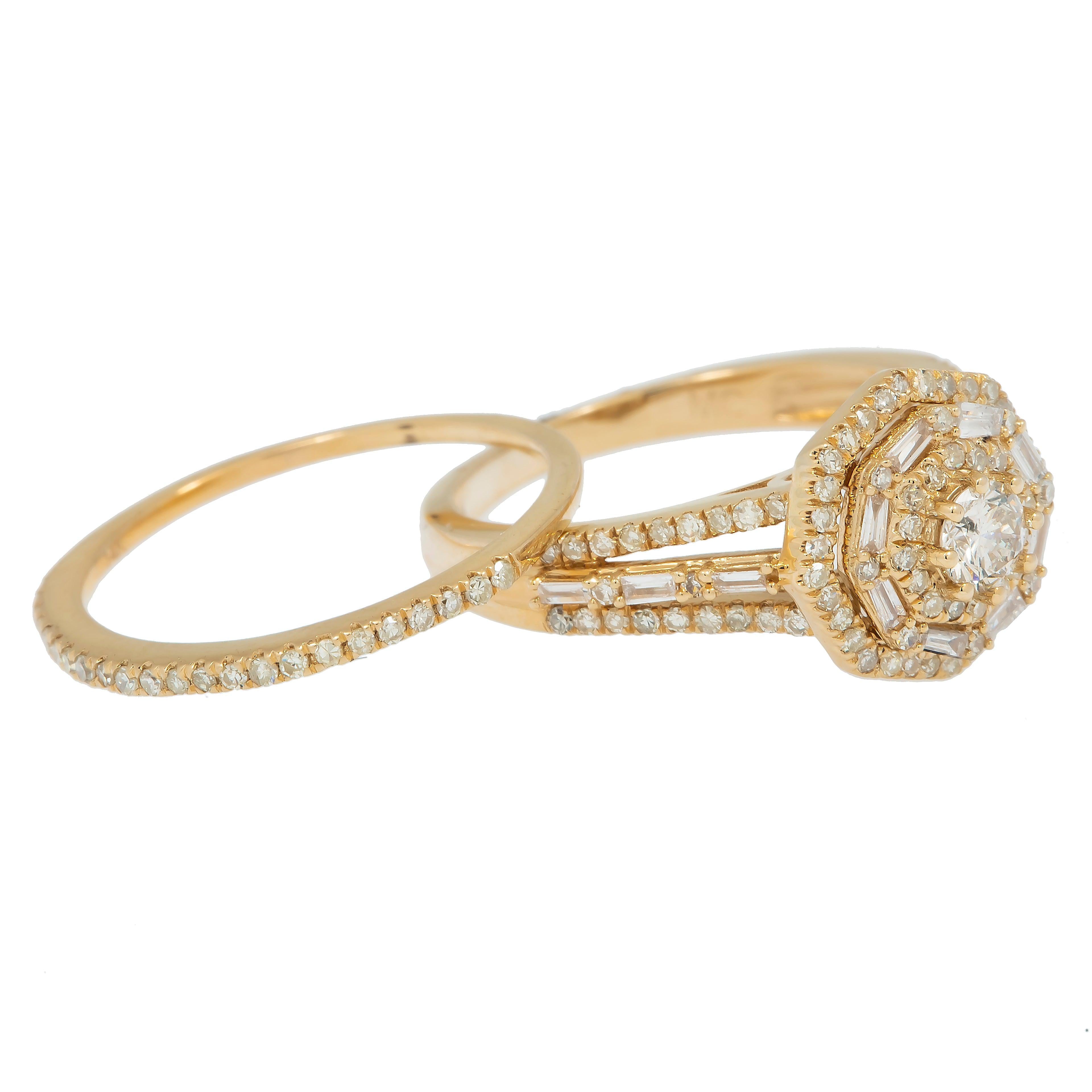 14K GOLD ROUND DIAMOND BRIDAL SET 1.16 CT