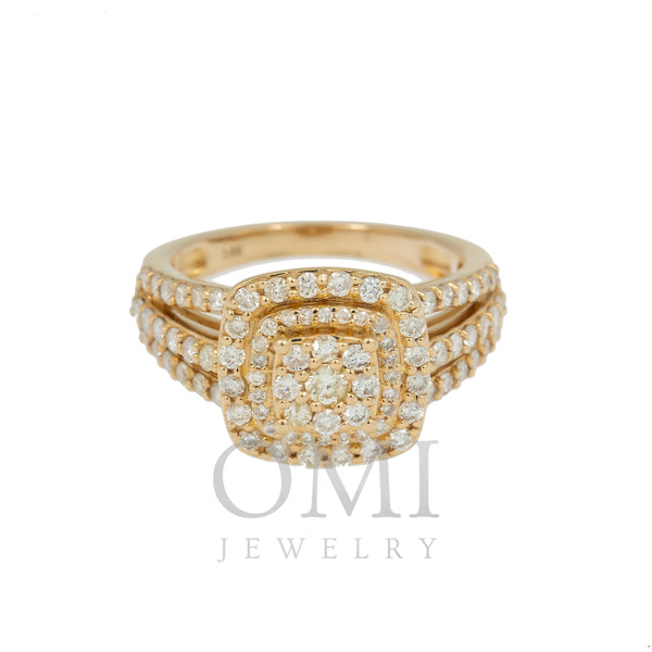 14K GOLD ROUND DIAMOND ROUNDED SQUARE RING 1.25 CT